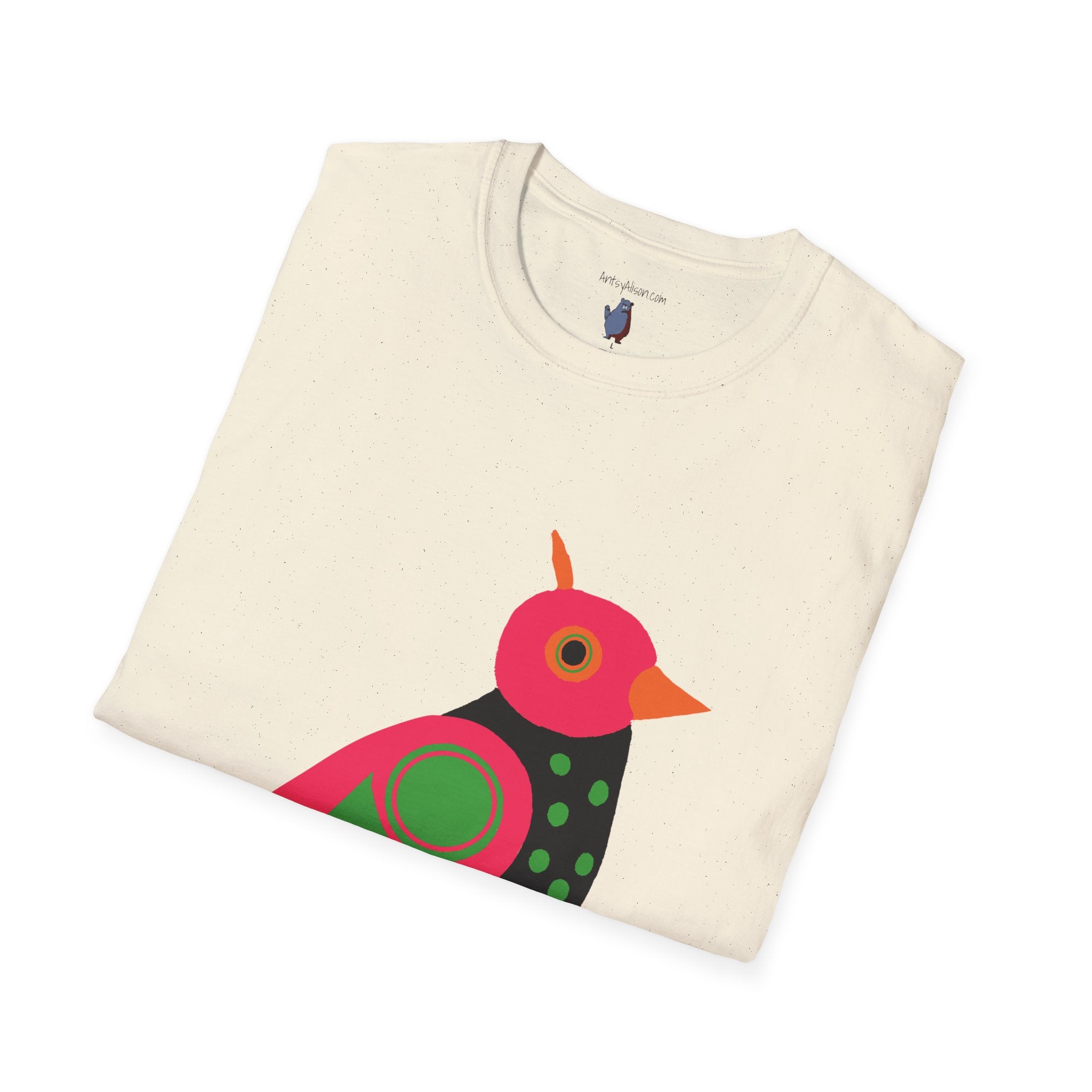 Midwest Modern Serious Pink & Black Bird Art Tee - 100% Cotton T-Shirt