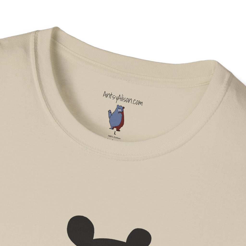 Mod Diamond Black Bear Graphic Art Tee - 100% Cotton T-Shirt