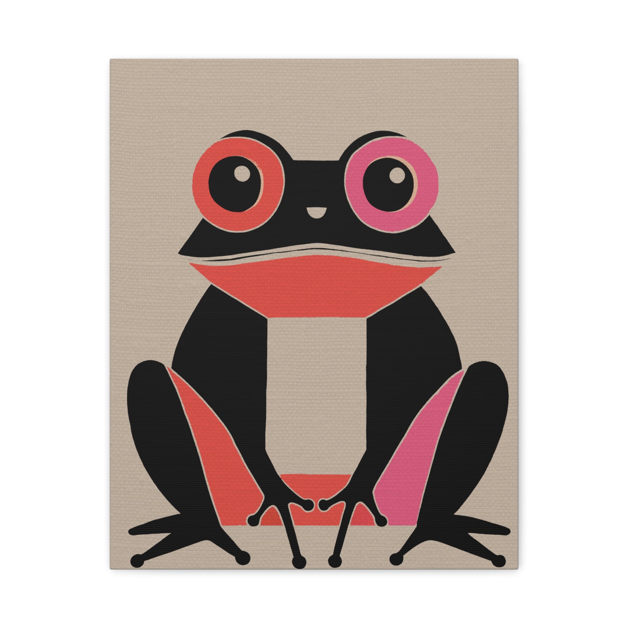 Midwest Modern Retro Pink and Black Frog Art Print - Matte Canvas, Stretched, 1.25"