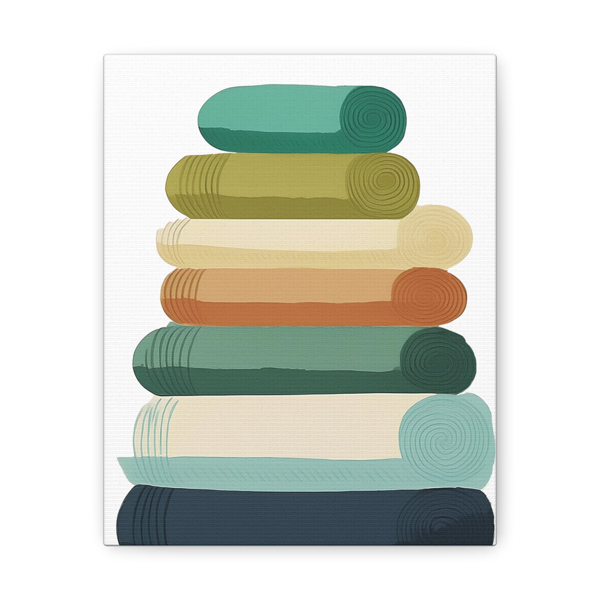 Retro Inspired Bath Towel Illustration Graphic Art Print Canvas Gallery Wrap