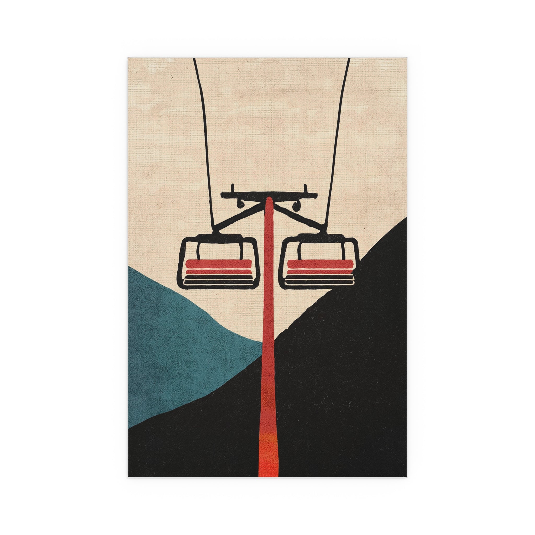Midwest Mod Minimal Ski Lift Silk Poster, Indoor and Outdoor Decor, Unique Home Decor, Seasonal Decor, Christmas, Holiday, Winter, Cabin