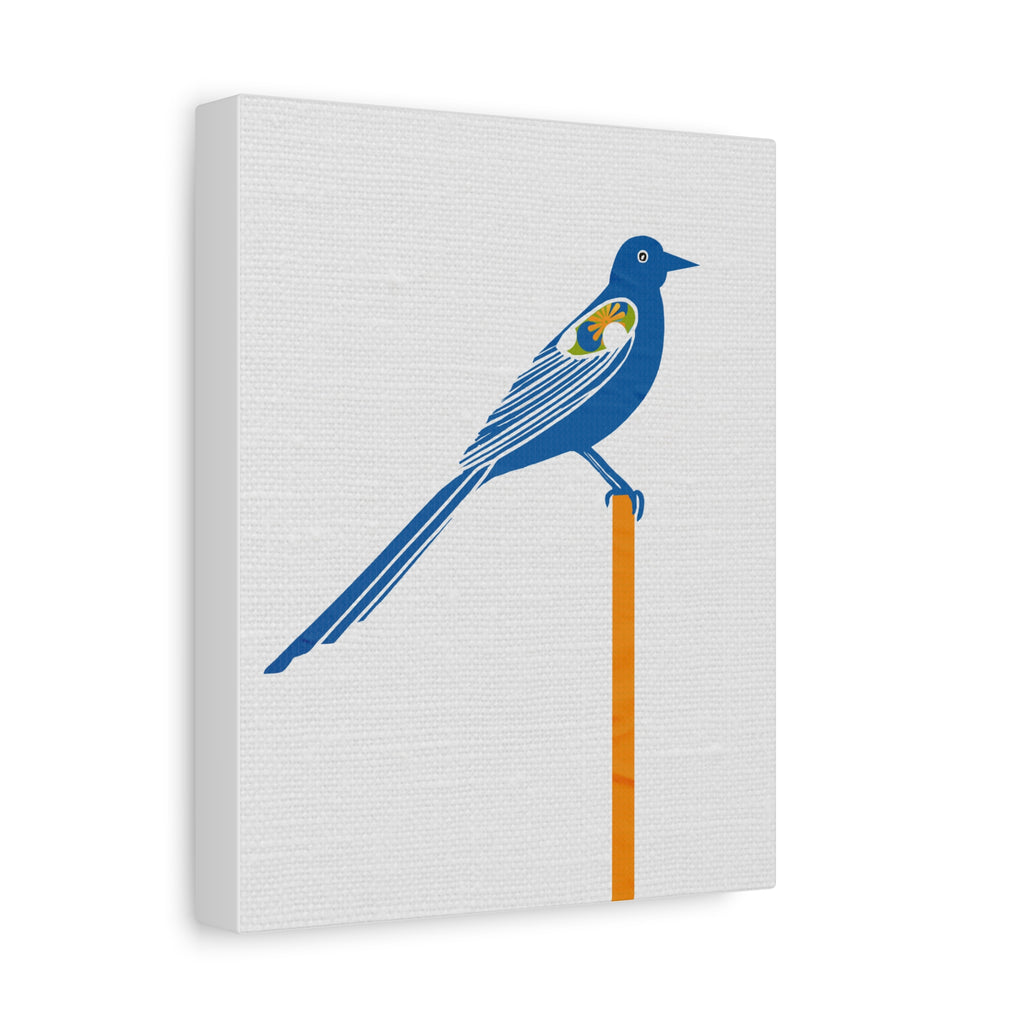 Midwest Mod Pop of Blue Bird Art Print  - Matte Canvas, Stretched, 1.25"