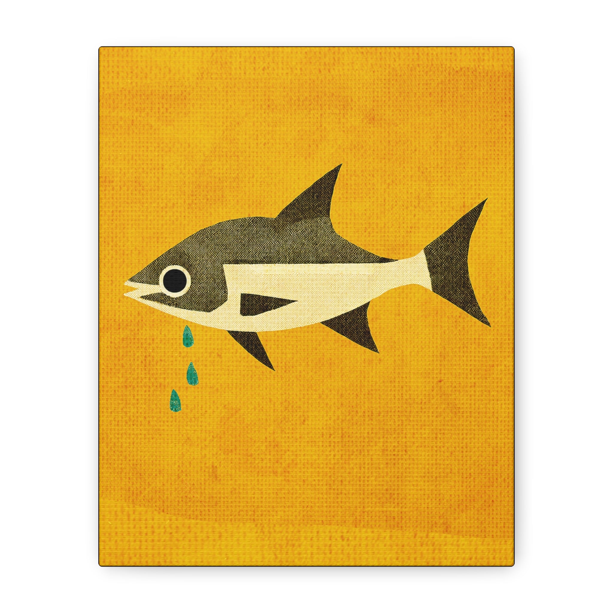 Don't Cry Mod Abstract Fish Art Print - Matte Canvas, Stretched, 1.25"