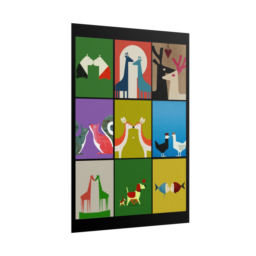 Midwest Modern Animal Love, Rolled Poster -  animals, nature, love, valentines, colorful, mod