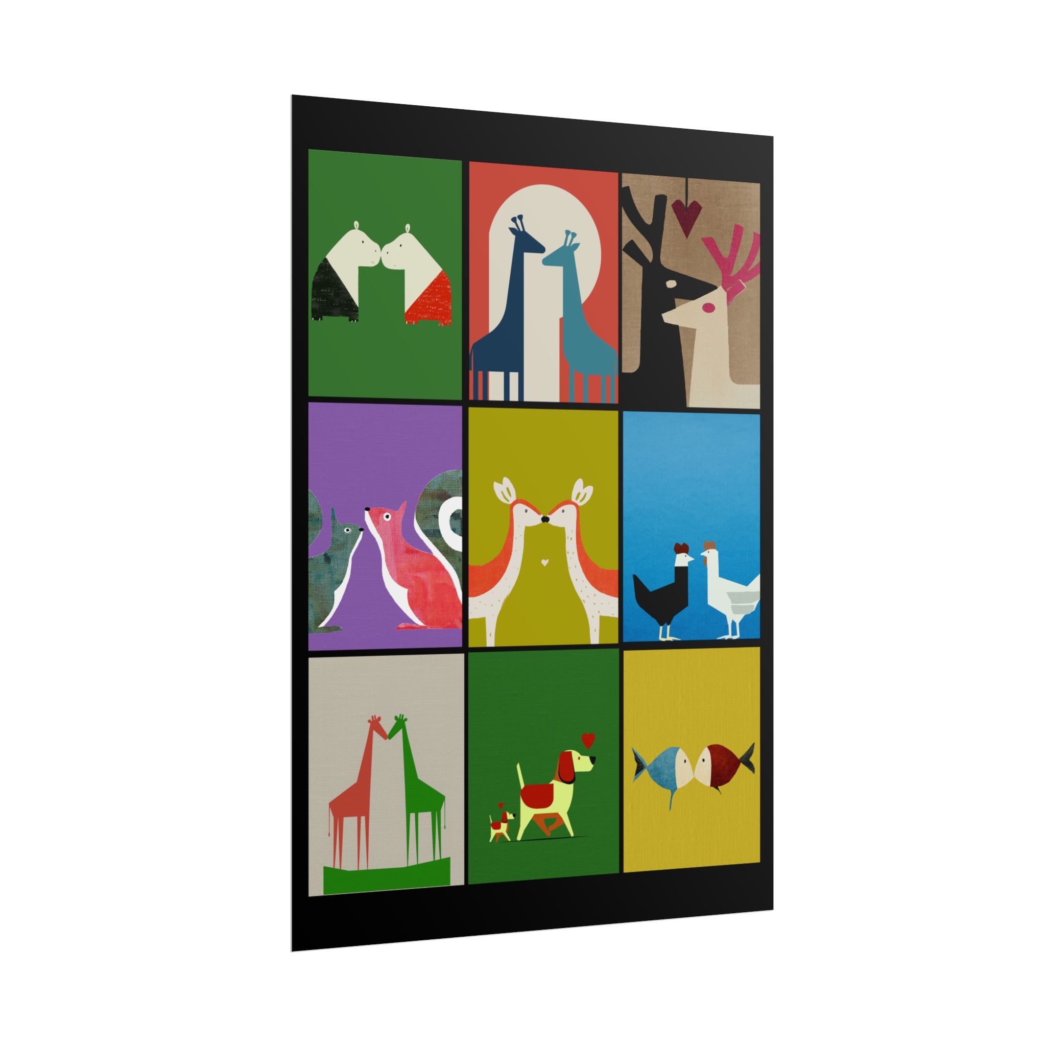 Midwest Modern Animal Love, Rolled Poster -  animals, nature, love, valentines, colorful, mod