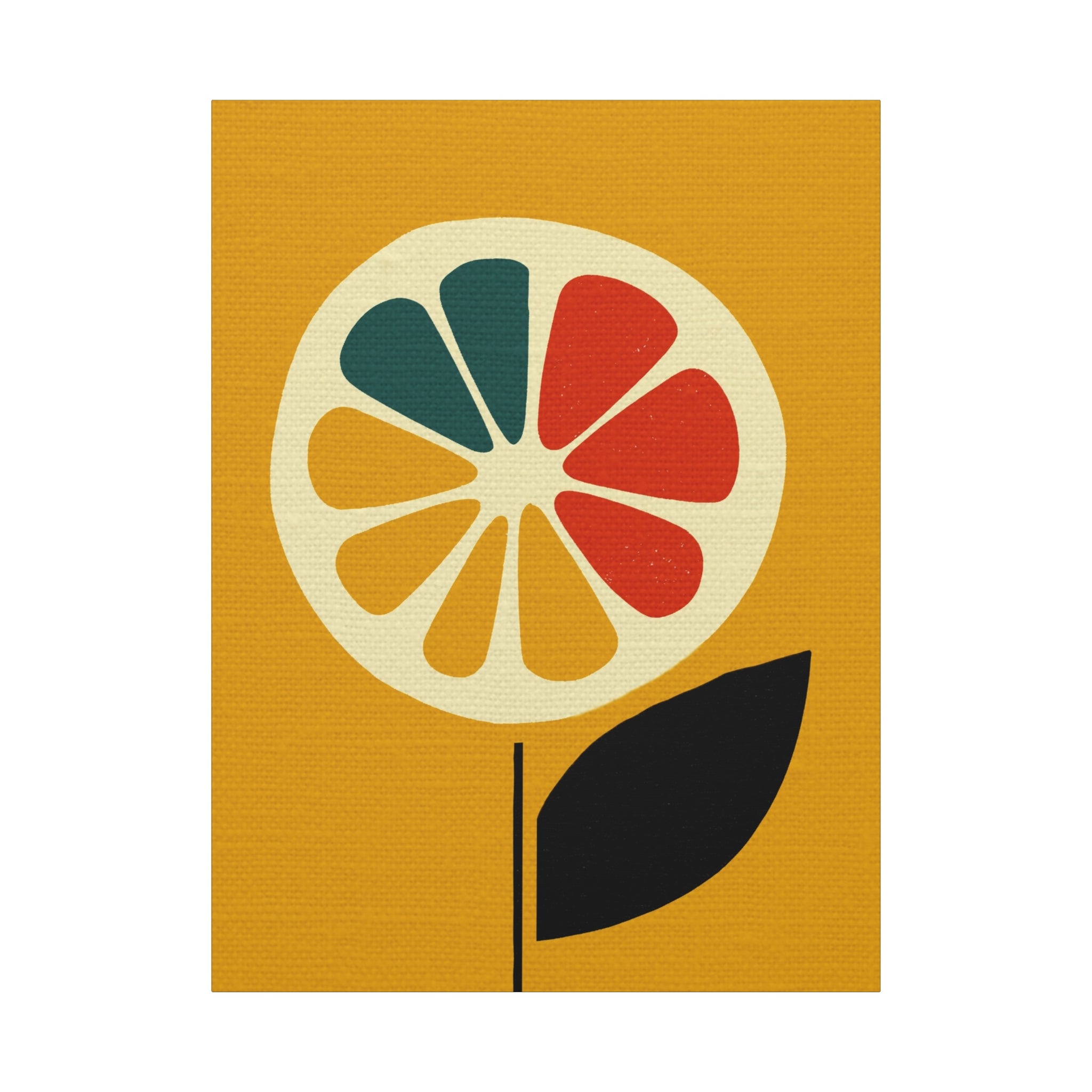 Midwest Modern Icon Pop Art Lemon Flower Print - Matte Canvas, Stretched, 1.25" - wall decor, fun art,  bold, lemons, floral