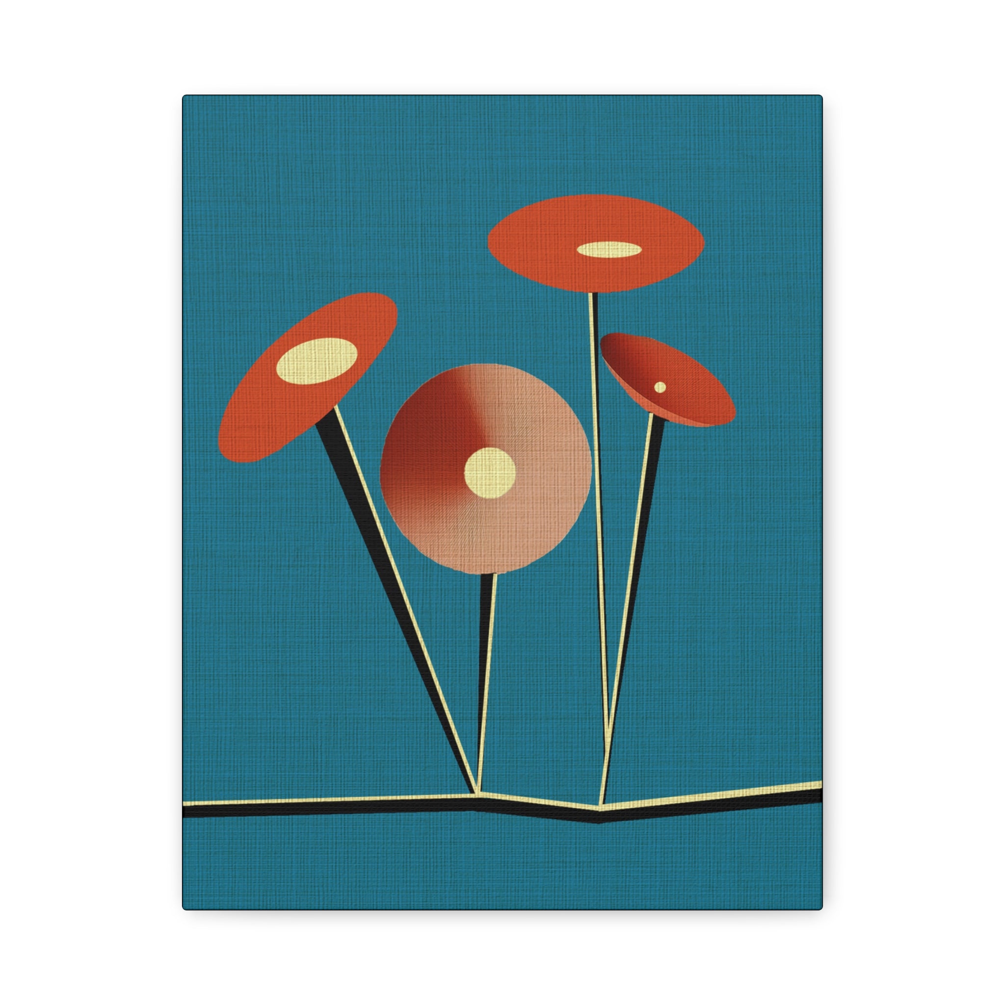 Midwest Modern Saucer Flowers in B - Matte Canvas, Stretched, 1.25"