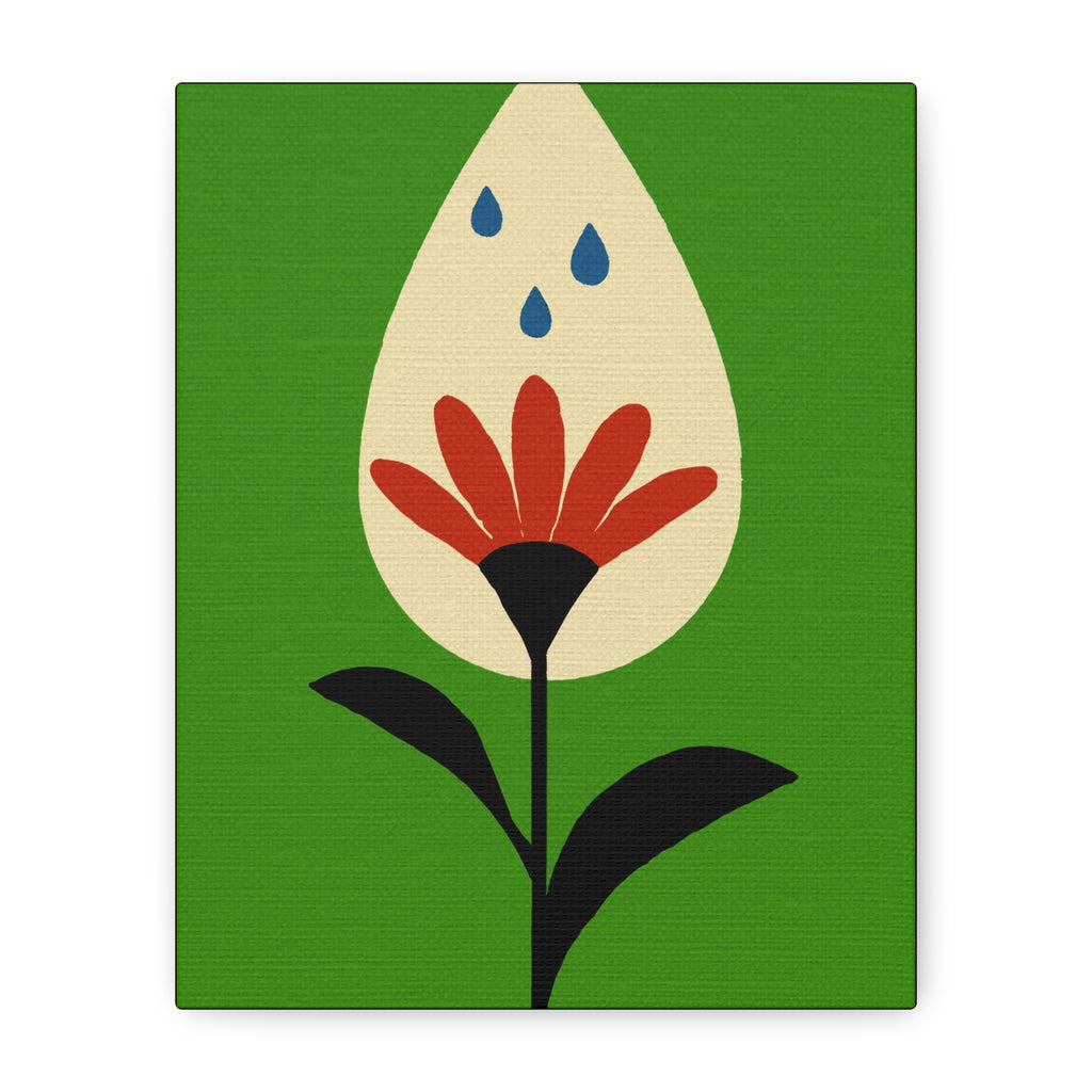 Midwest Modern FlowerDrop #2 Print - Matte Canvas, Stretched, 1.25" -  home decor, wall art, nature, floral, rain, seedling