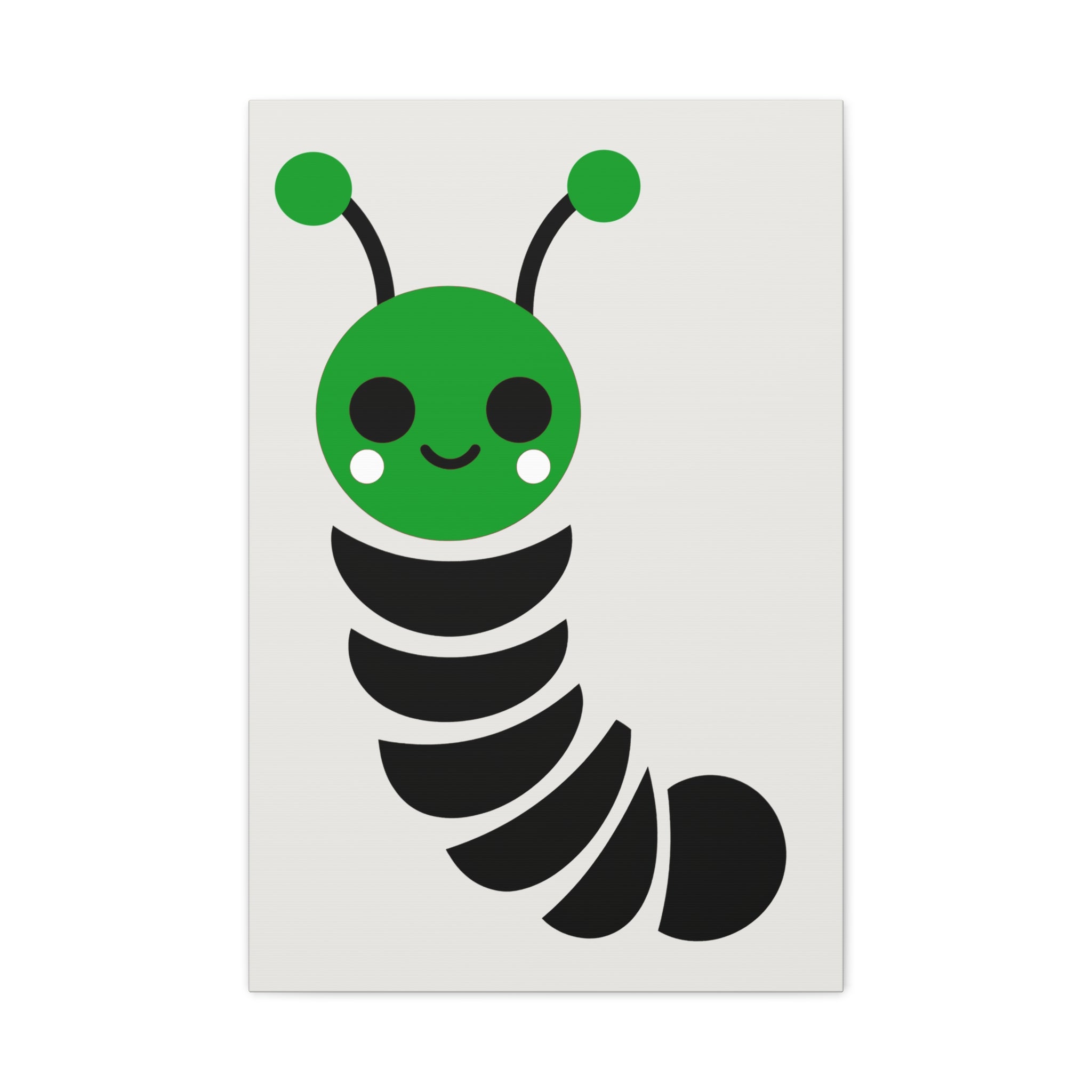 Midwest Modern Simple Graphic Green & Black Caterpillar Nursery Art Print - Matte Canvas, Stretched, 1.25"
