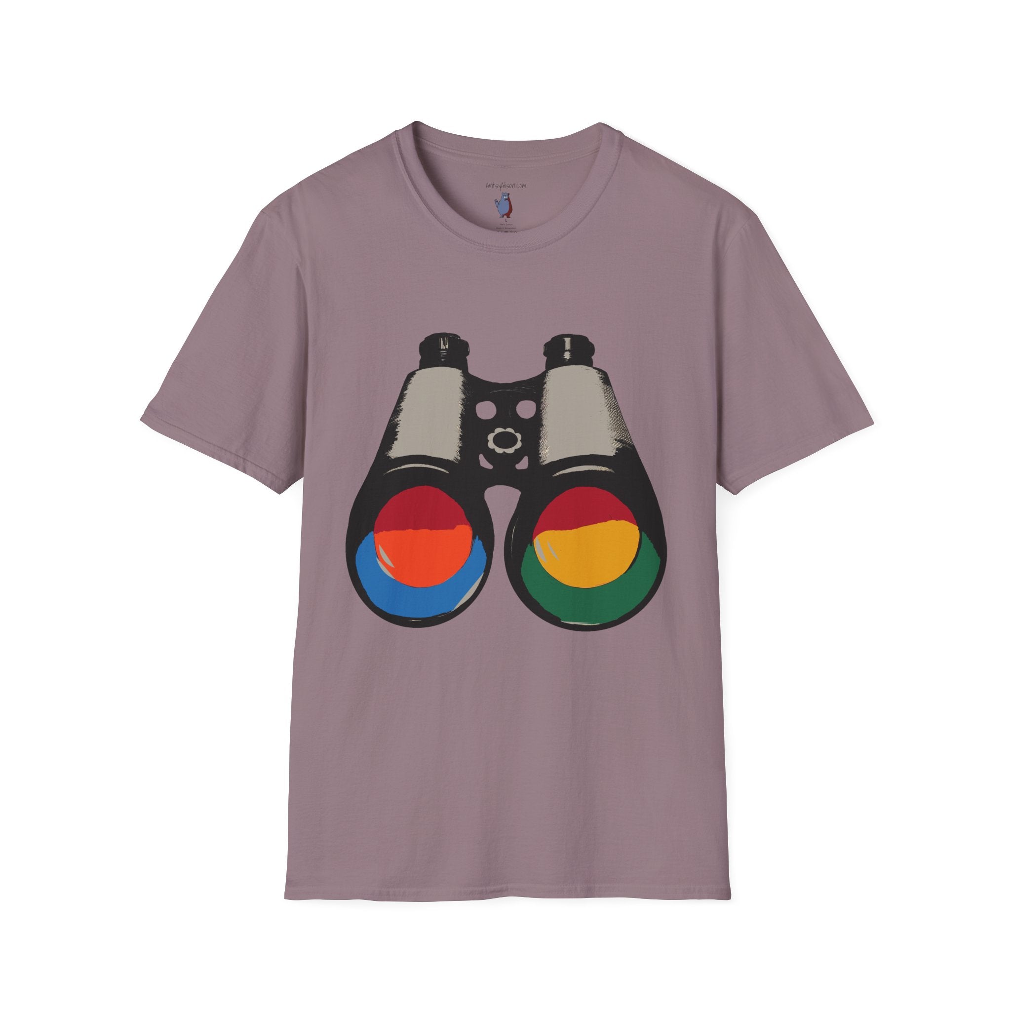 Midwest Modern Pop Art Binoculars Graphic Art Tee - 100% Cotton T-Shirt