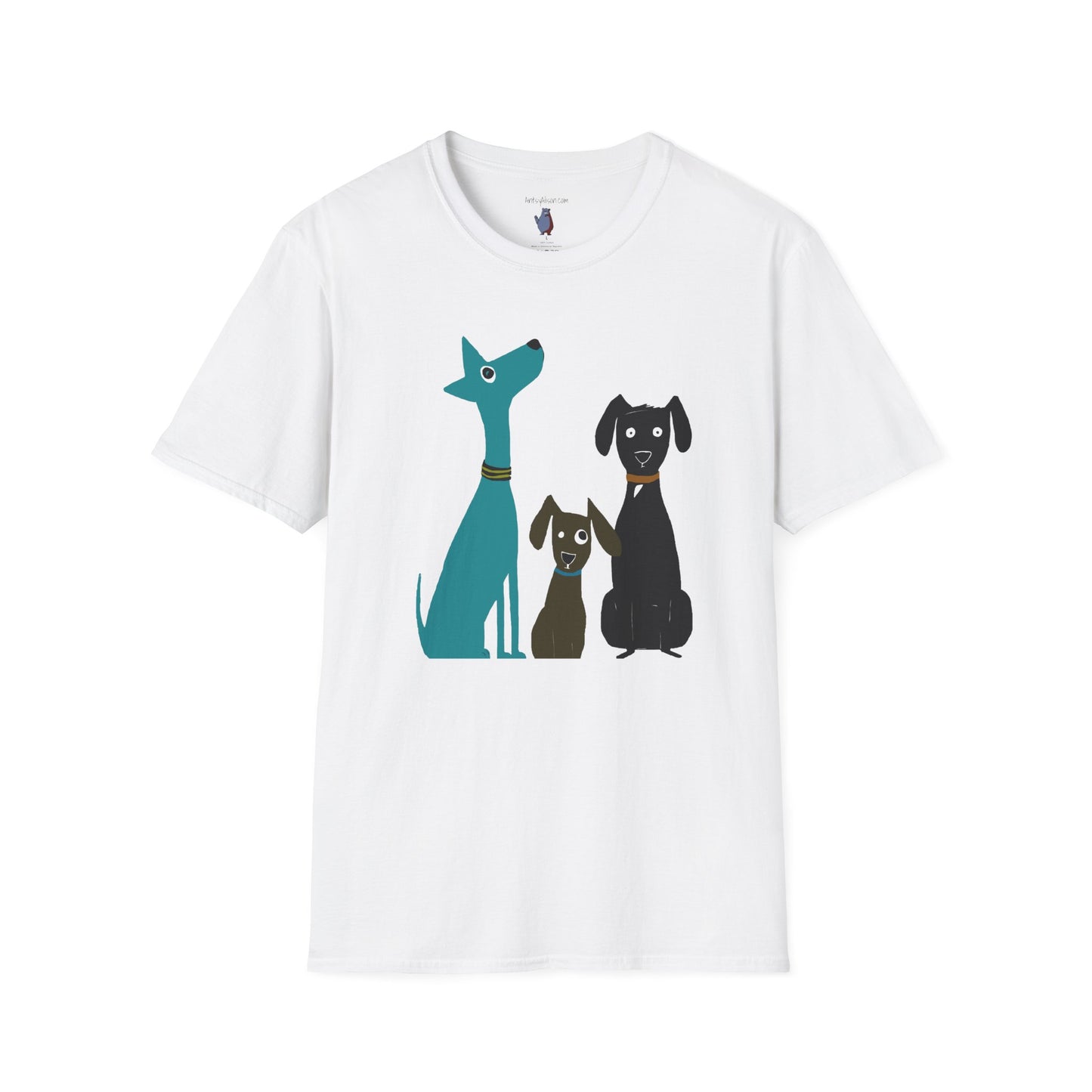 Retro Dog Trio #2 Graphic Art - 100% Cotton T-Shirt