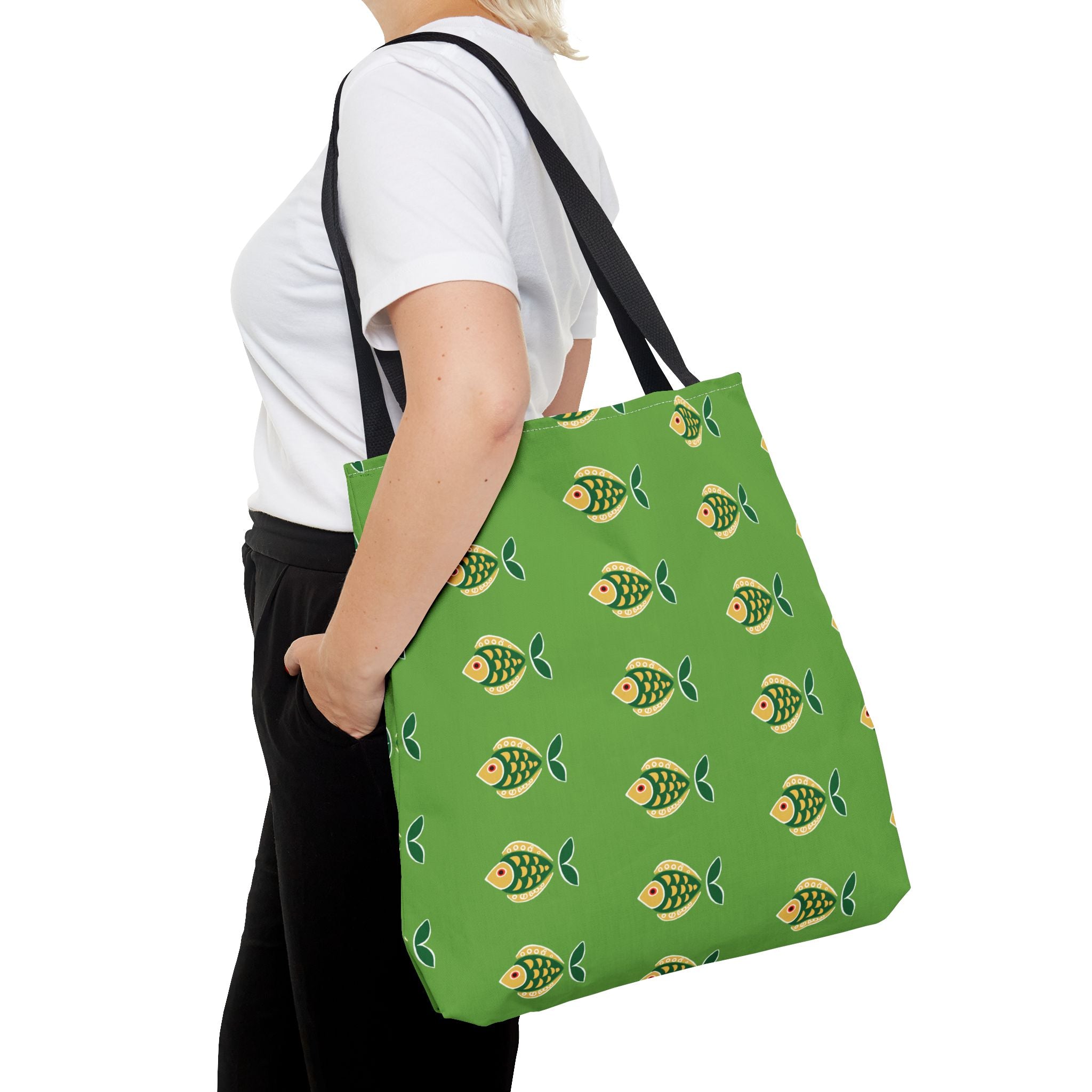 Midwest Mod Green Fish Tote Bag, Eco-Friendly Shopping Bag, Beach Tote, Gift for Nature Lovers, Summer Accessory, Lightweight Carryall