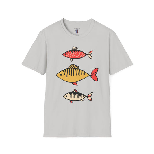 One Fish, Two Fish, Three Graphic Art Tee - 100% Cotton T-Shirt