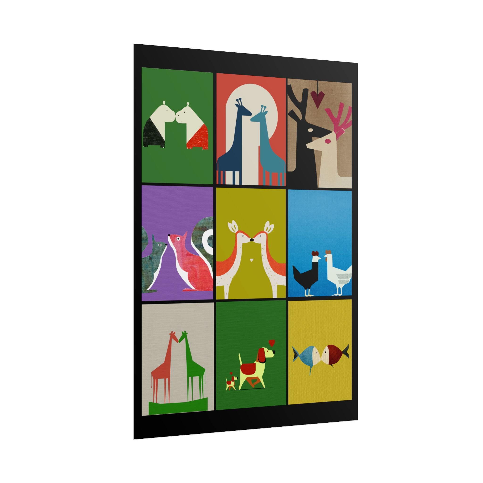 Midwest Modern Animal Love, Rolled Poster -  animals, nature, love, valentines, colorful, mod