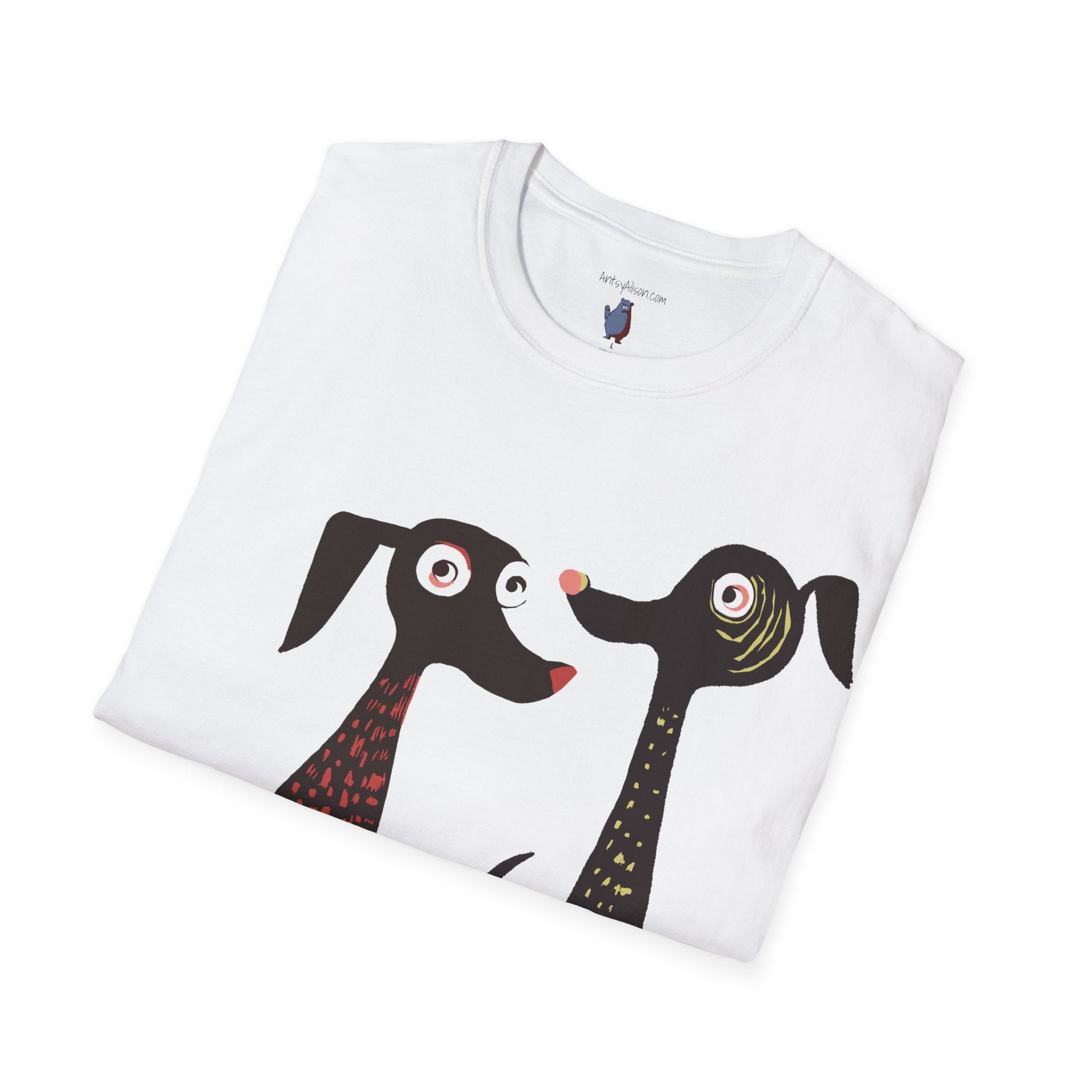 Retro Dog Duo Graphic Art Unisex T-Shirt - 100% Cotton