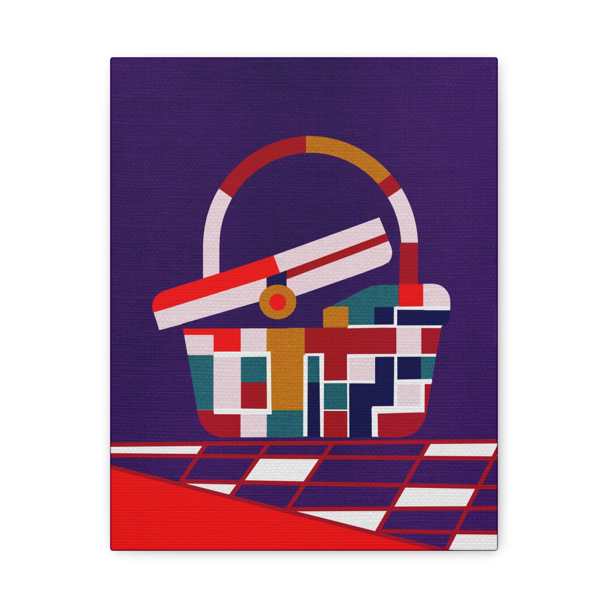 Midwest Modern Abstract Picnic Basket Pop Art Print - Matte Canvas, Stretched, 1.25" -  home decor, wall art, pop art, picnic, summer