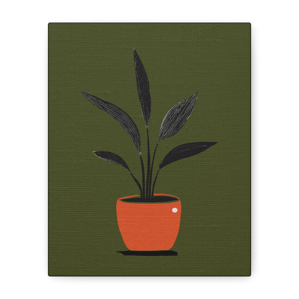 Midwest Modern House Plant Noir Print #2 - Matte Canvas, Stretched, 1.25" -  home decor, wall art, mod, mcm, plants