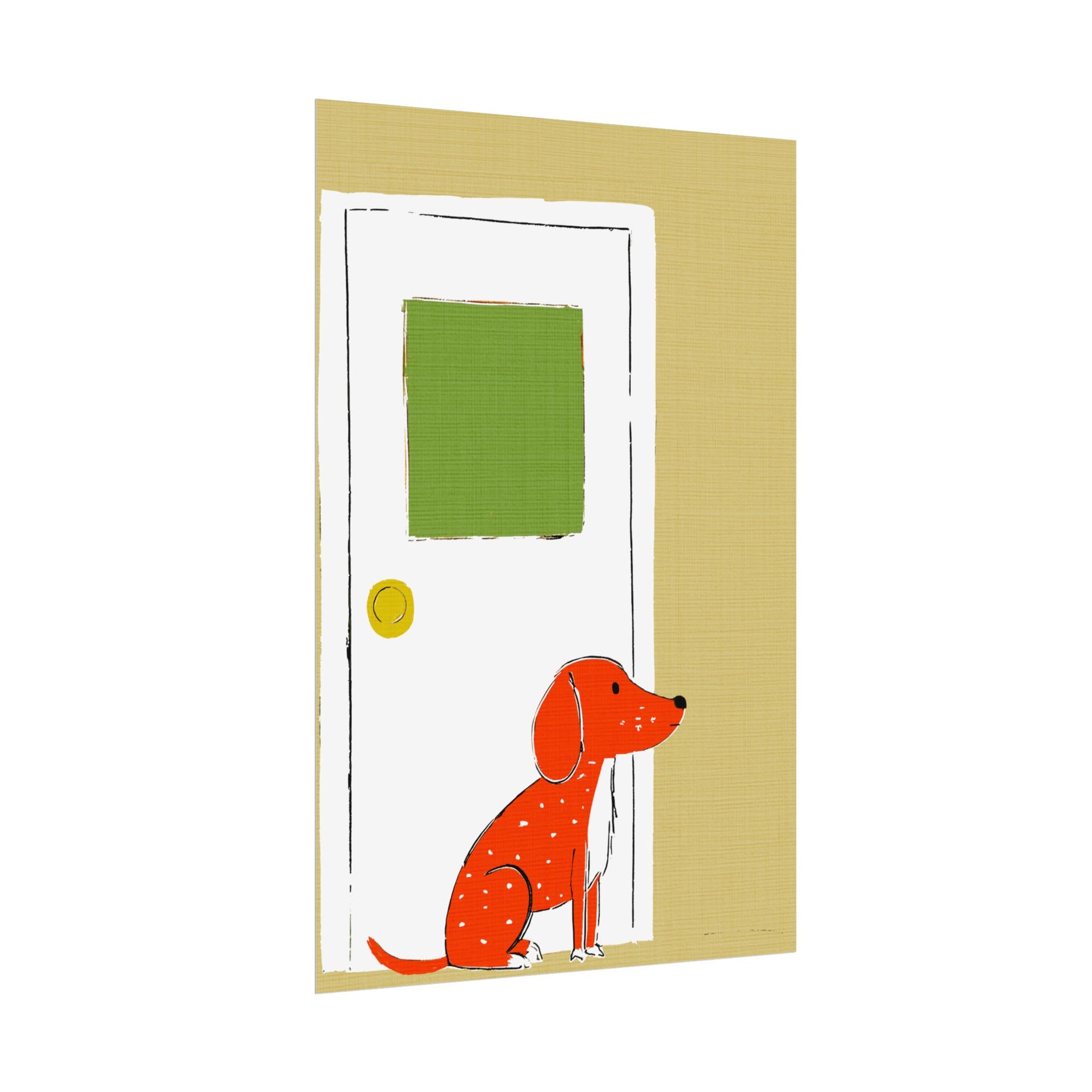 Midwest Mod Dog at Door Nursery Kids Art Print Rolled Poster | Wall Art, Midwest Mod, Dog, Dog at Door, Welcome Home