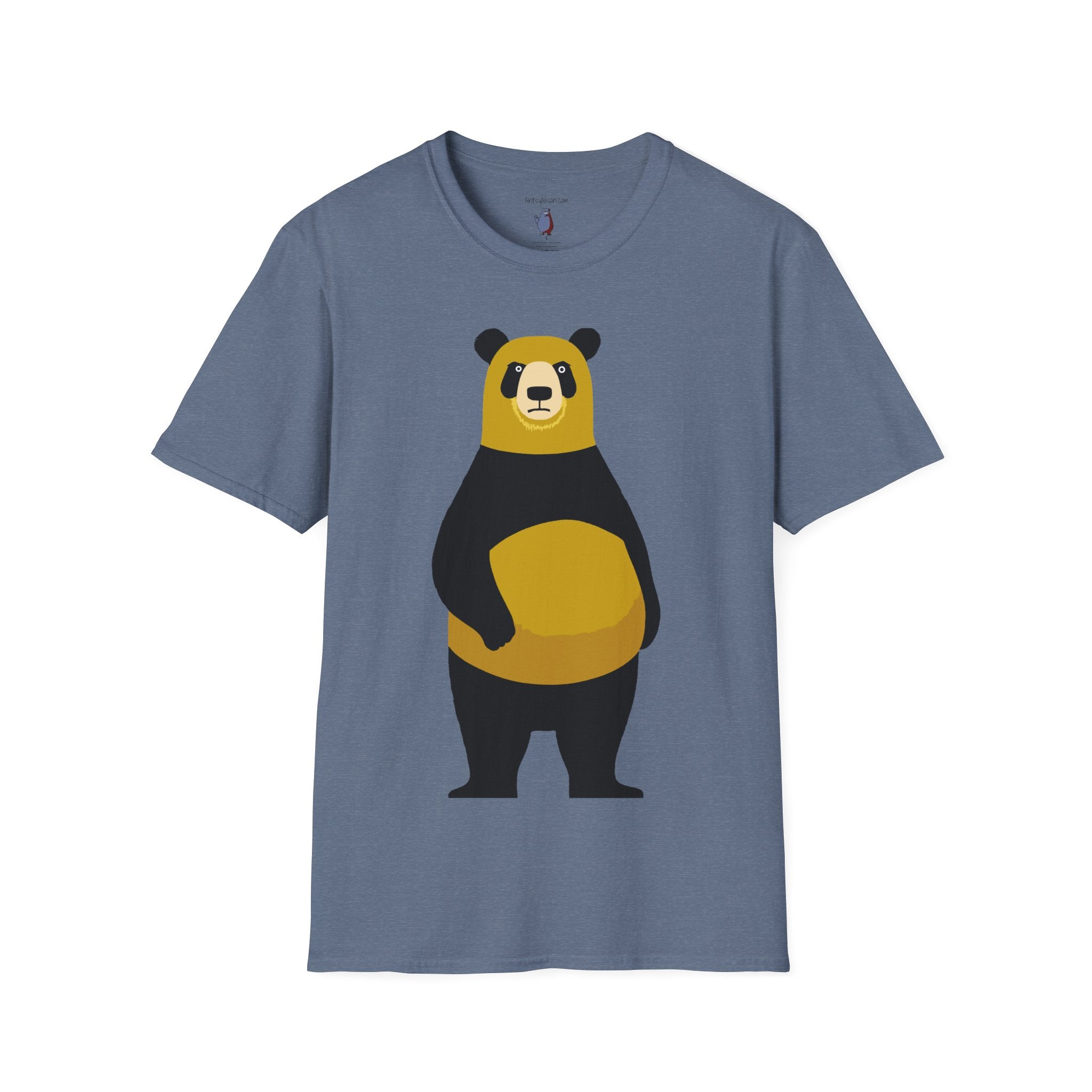 Yellow and Black Bear Number 5 Graphic Art - 100% Cotton T-Shirt
