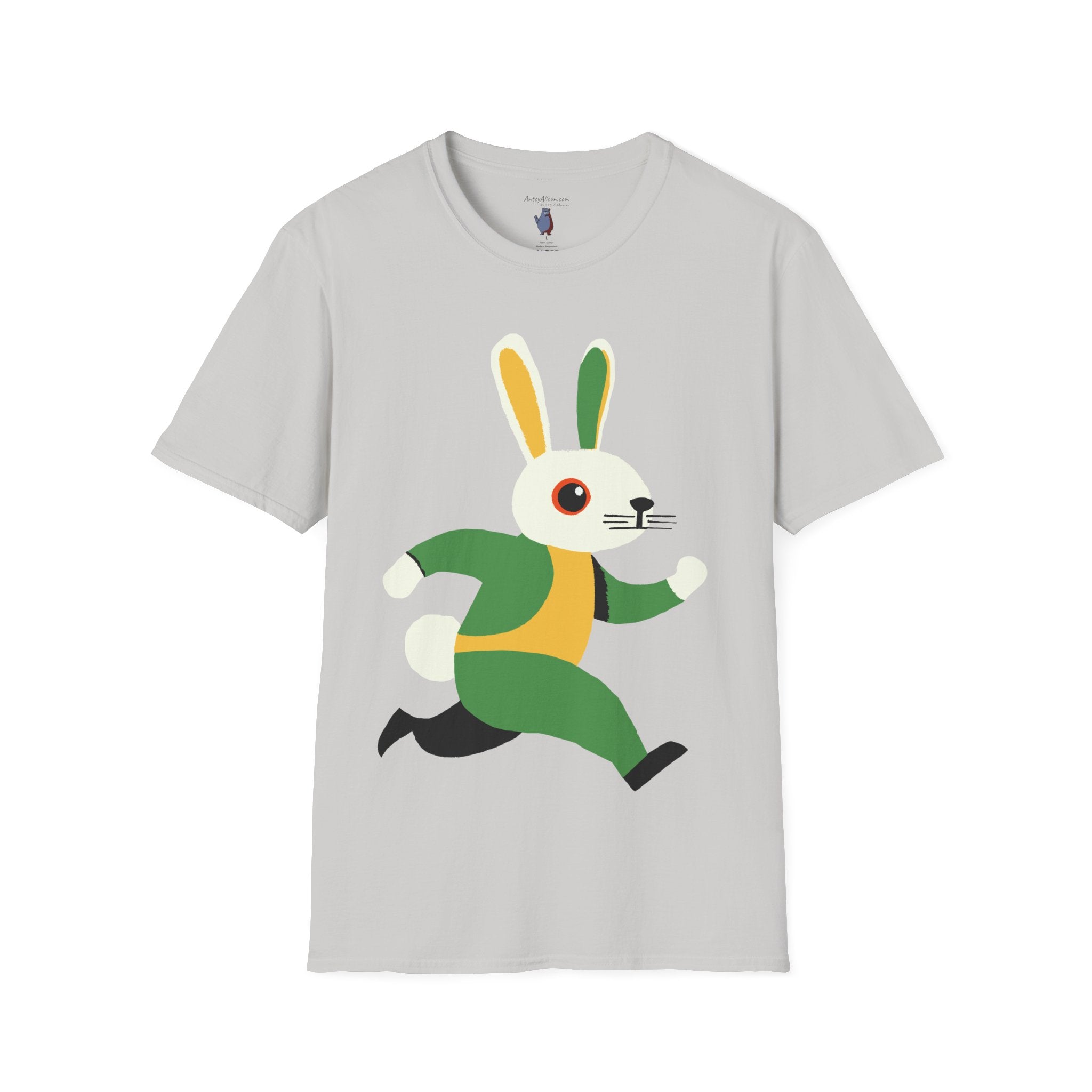Midwest Modern Run Rabbit Run #1 - 100% Cotton Graphic Tee - animal lovers, rabbit, bunny, easter, spring