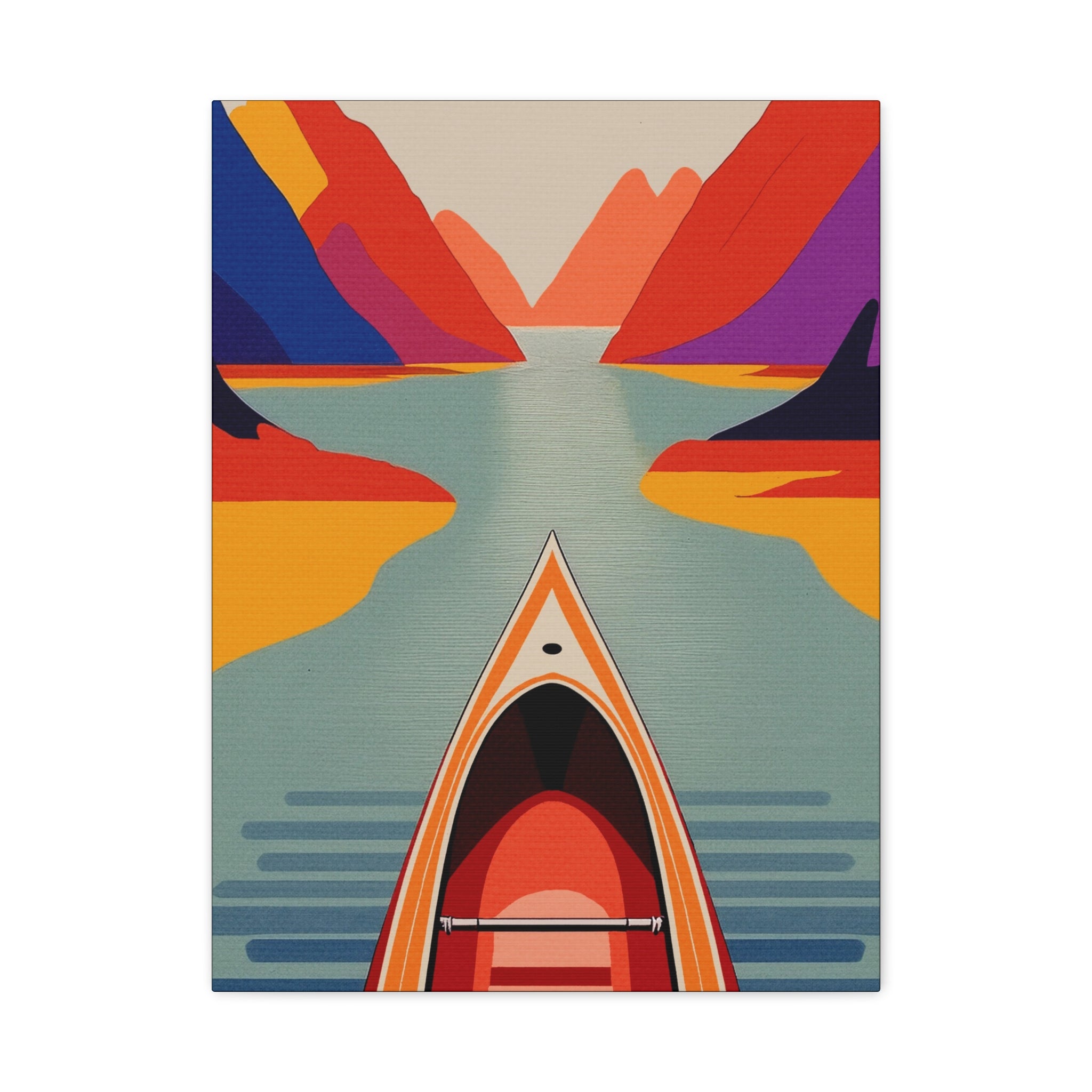 Midwest Modern Outdoor Activity Canoe Art Print - Matte Canvas, Stretched, 1.25"