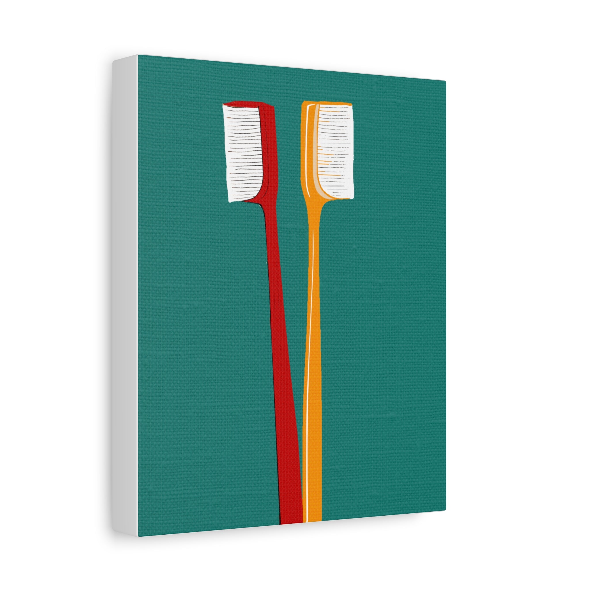 Midwest Modern Pop Art Toothbrush Duo Bathroom Art Print - Matte Canvas, Stretched, 1.25"