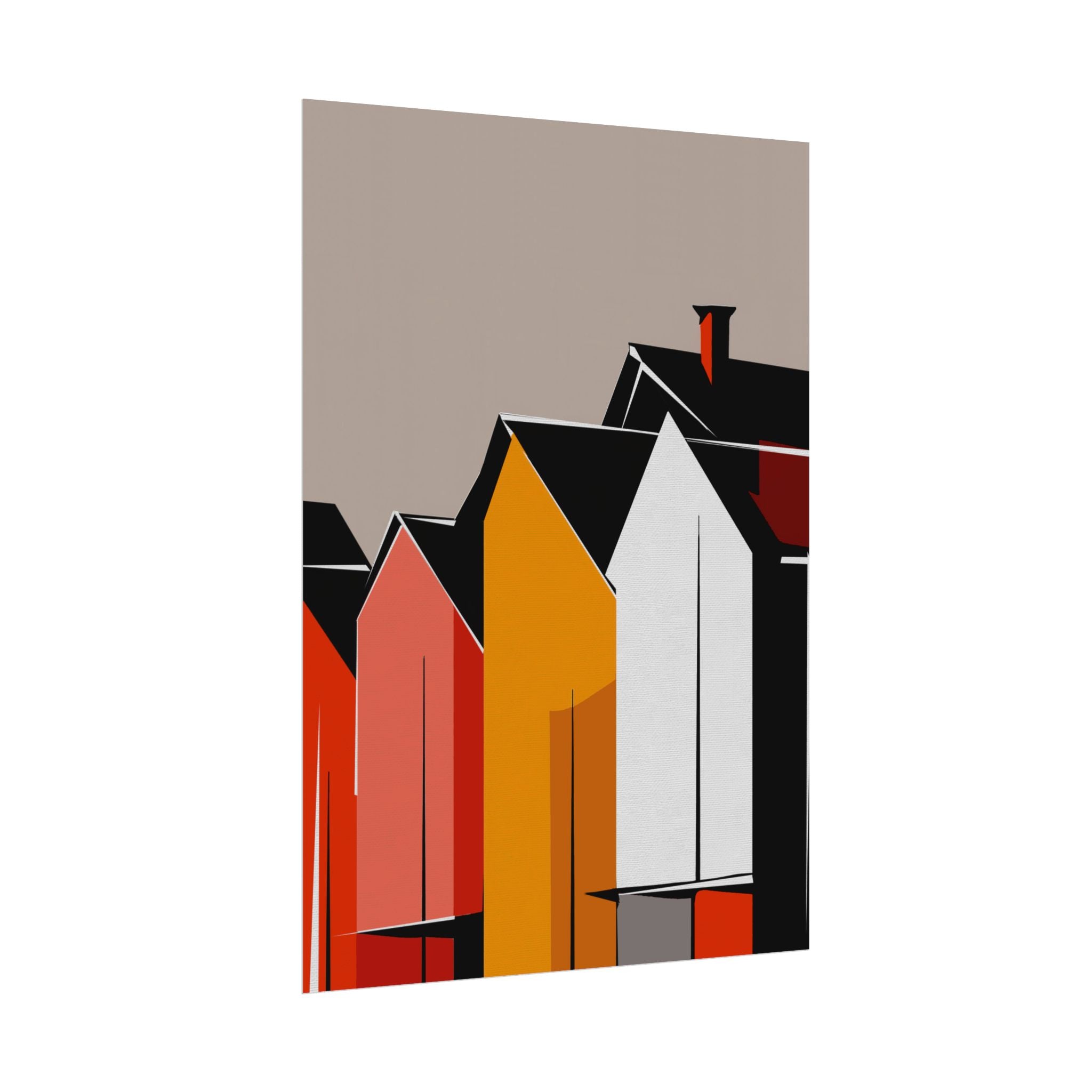 Mid Century Modern Inspired Houses Homes Art Print Rolled Poster | Wall Art, Midwest Mod, Prairie, Architecture