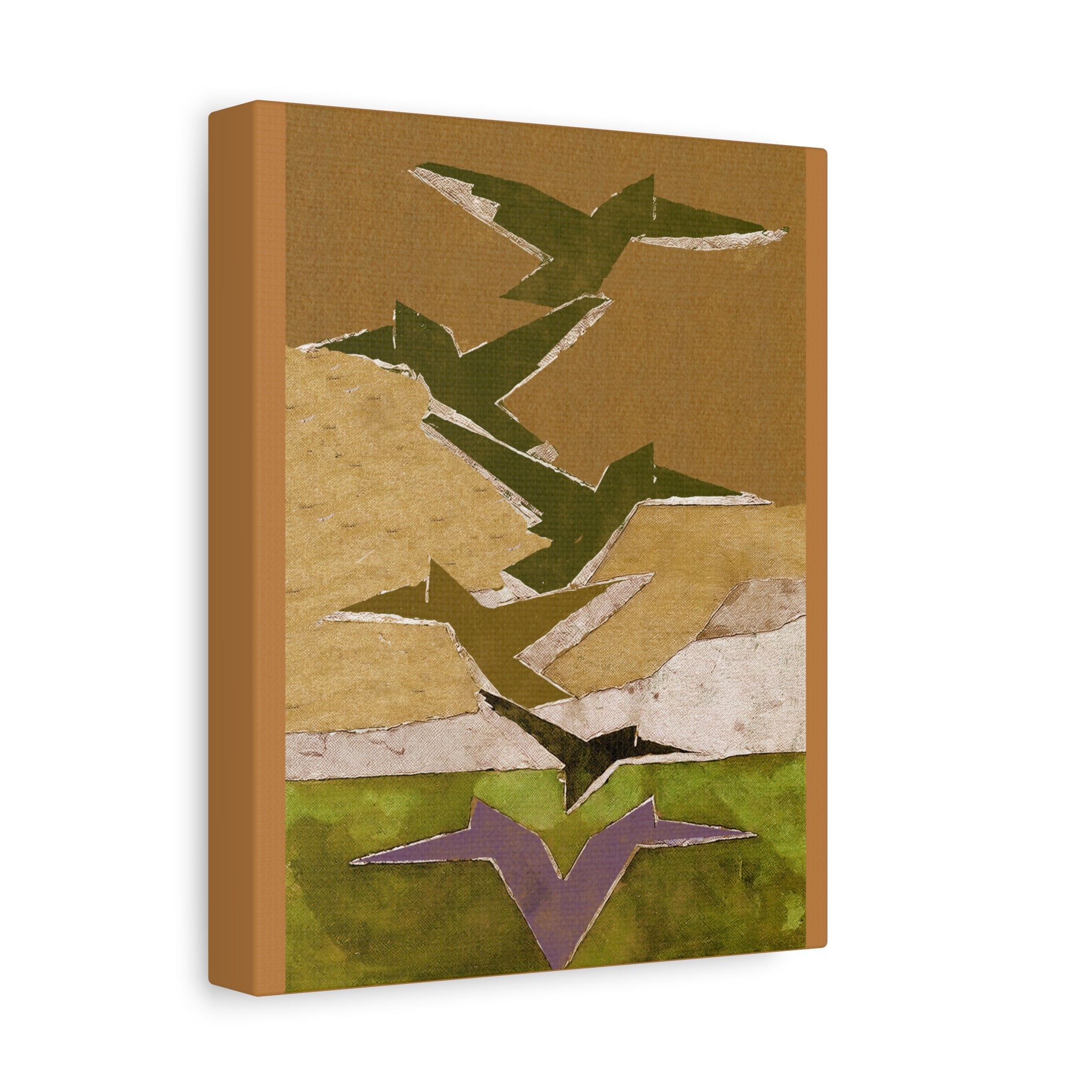 Midwest Mod Paper Crane Birds Art Print  - Matte Canvas, Stretched, 1.25"