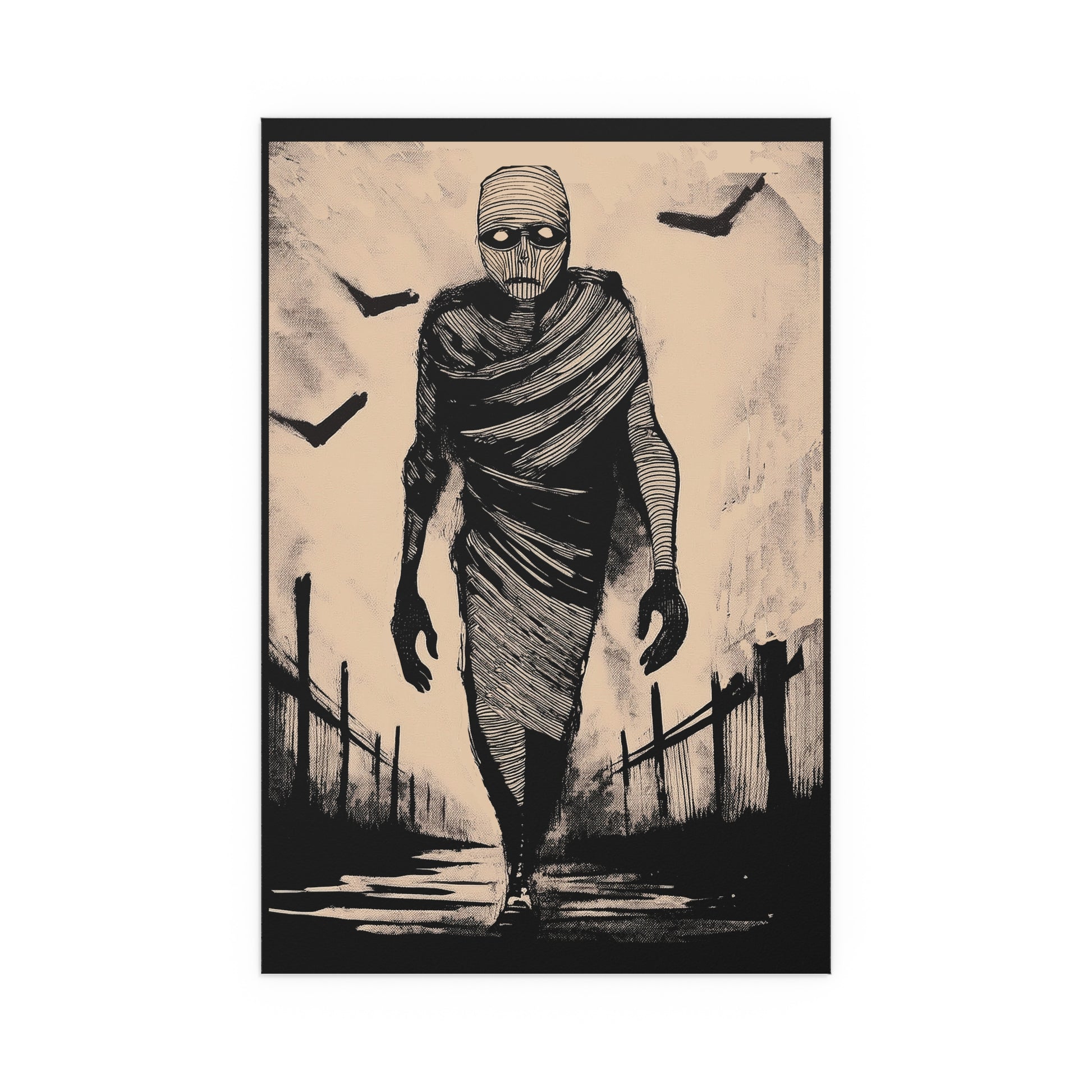 Midwest Mod Walking Mummy Seasonal Silk Poster, Indoor and Outdoor Decor, Seasonal Decor, Halloween, Mummy