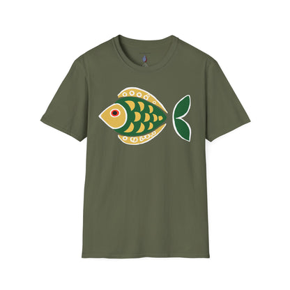 Retro Fish Graphic Art Tee - 100% Cotton T-Shirt