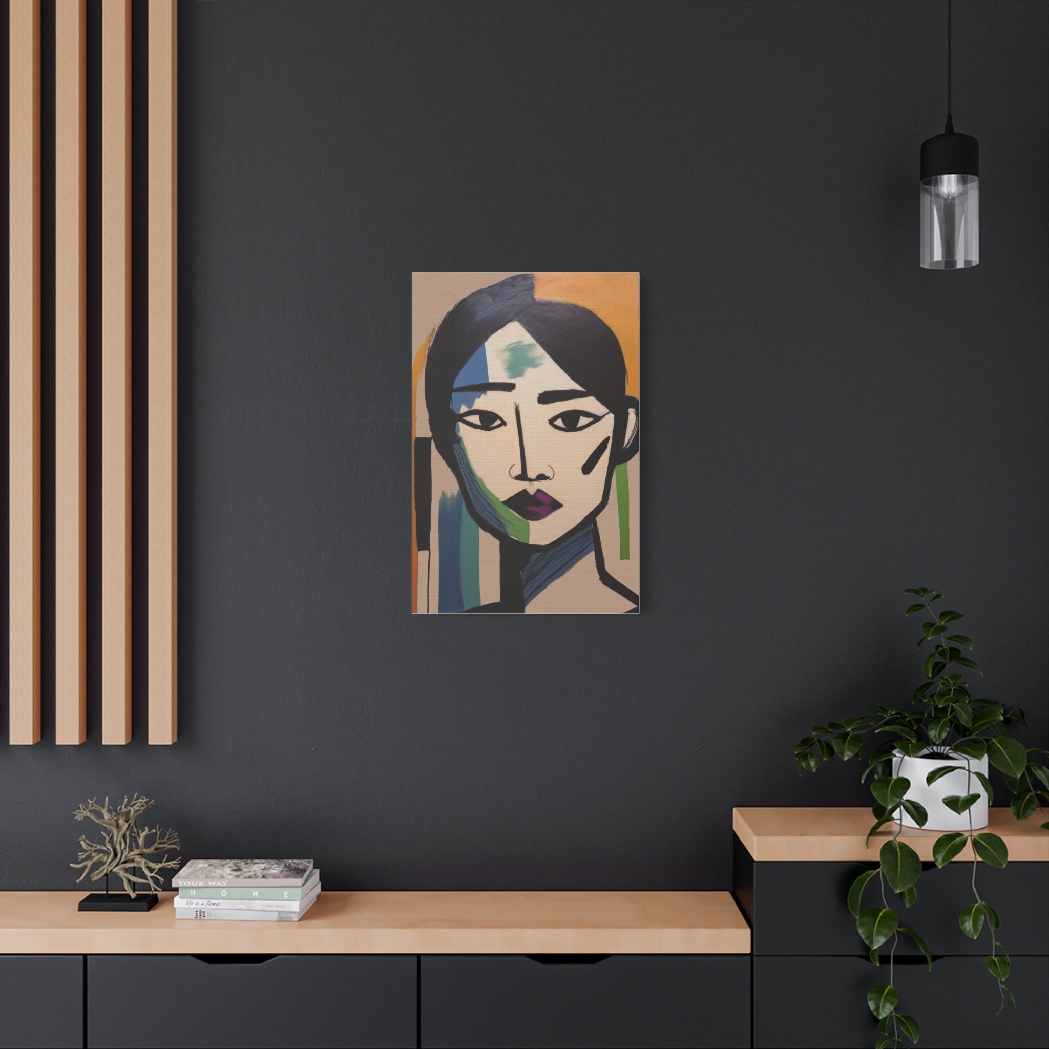 Abstract Warrior Woman Portrait Art Print - Matte Canvas, Stretched, 1.25"