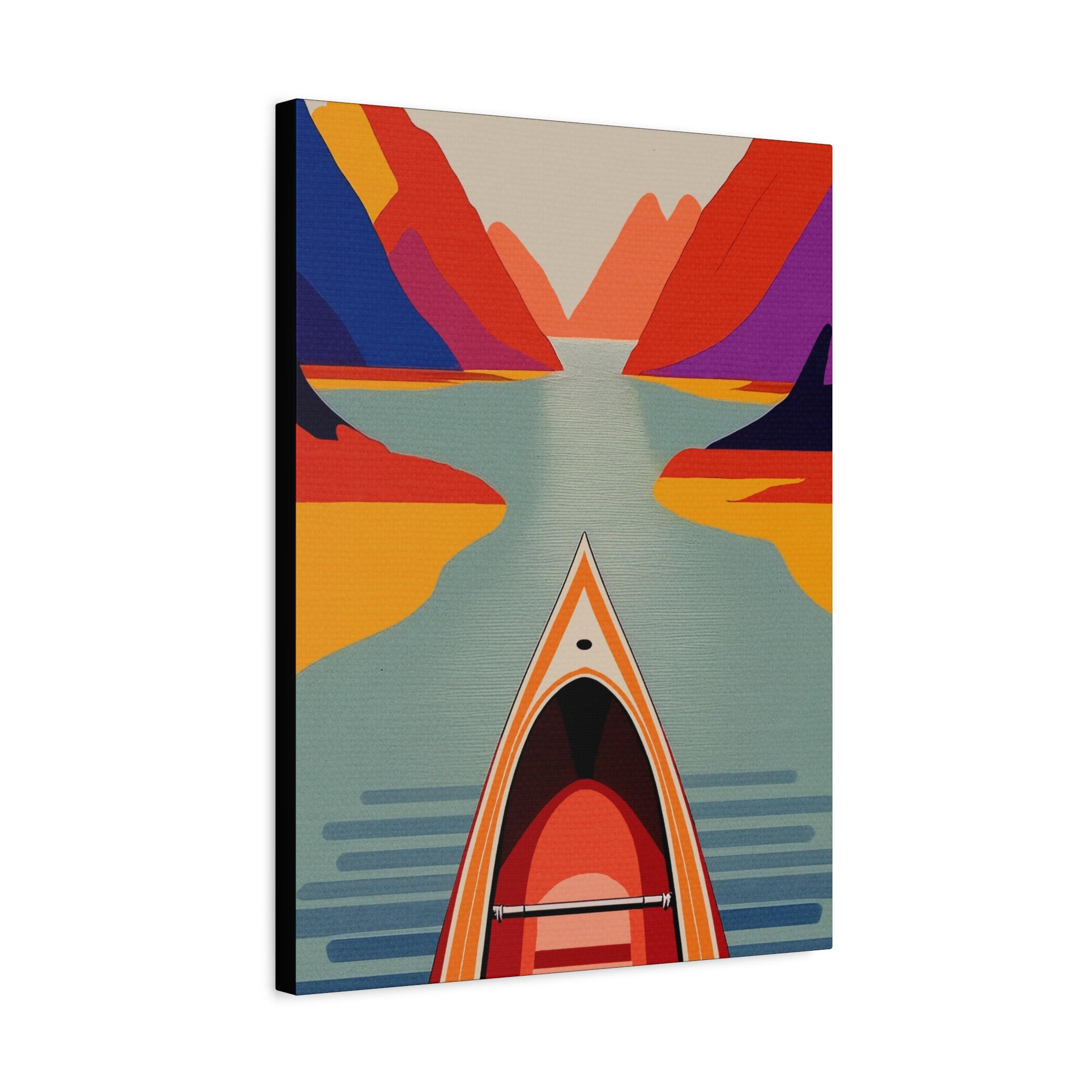 Midwest Modern Outdoor Activity Canoe Art Print - Matte Canvas, Stretched, 1.25"