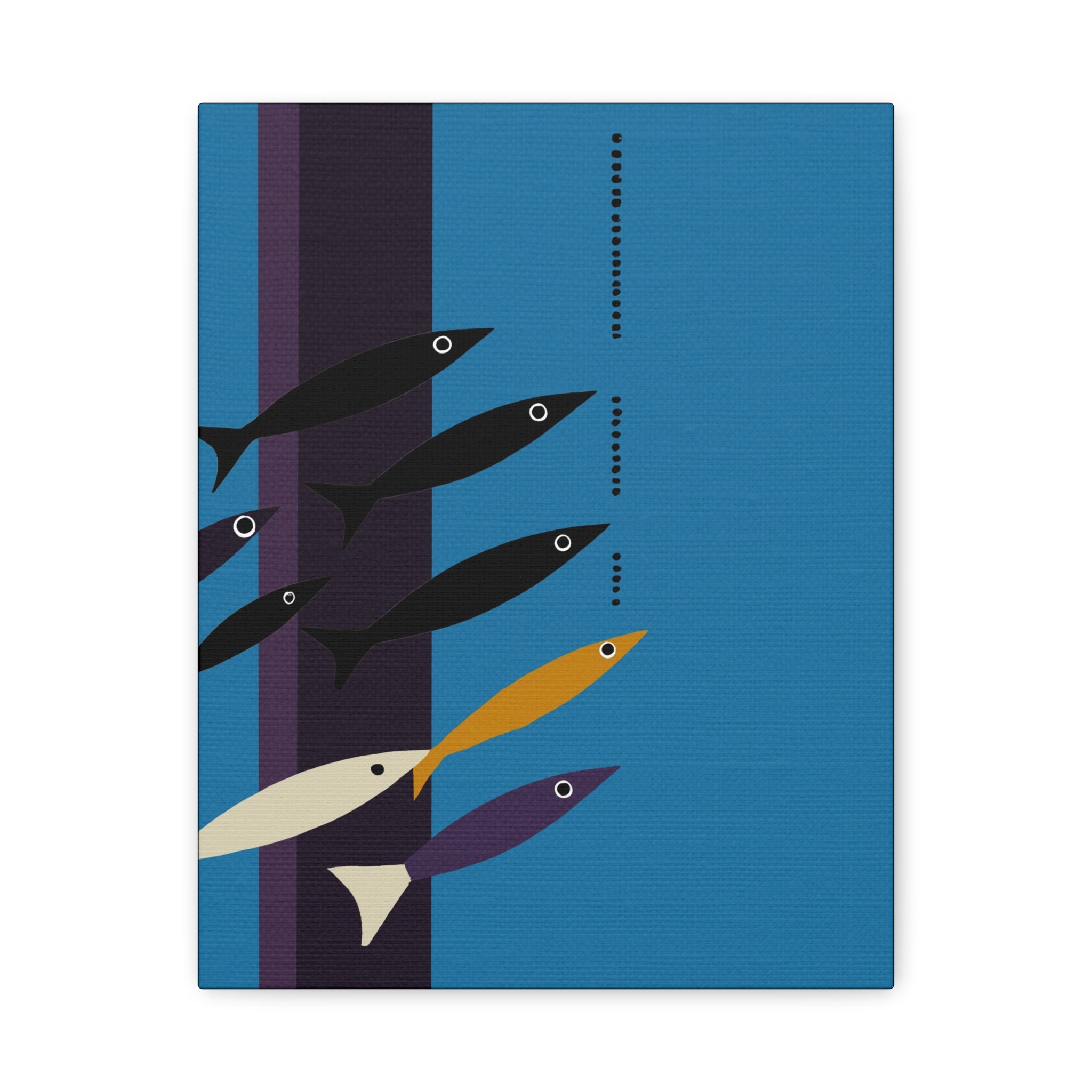 Midwest Modern Abstract Retro School of Fish (G) Print - Matte Canvas, Stretched, 1.25" -  home decor, wall art, nature, fish, fishing