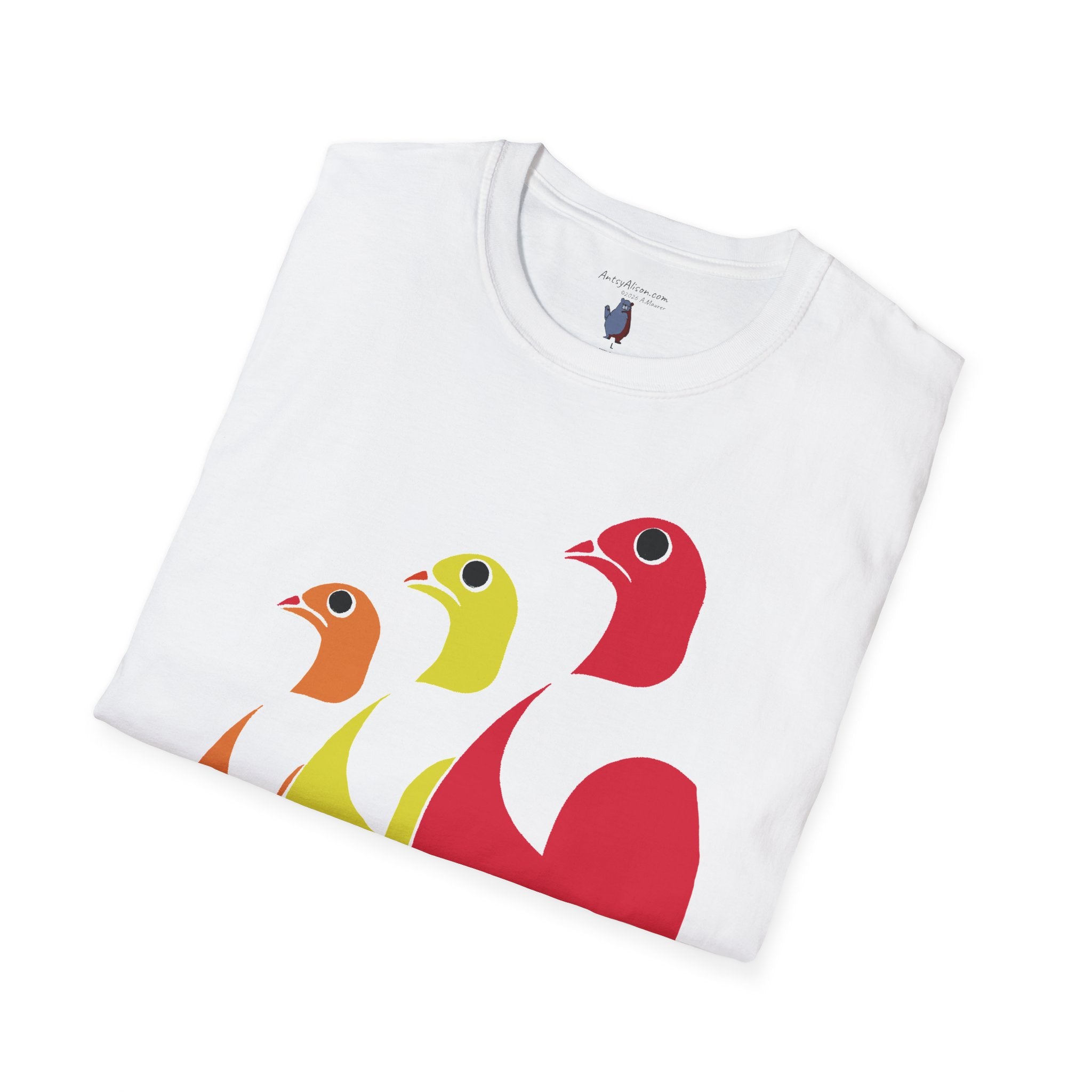 Midwest Modern Pop Art Partridge Trio in Reds - 100% Cotton Graphic Tee - animal lovers, cute, partridge, bird
