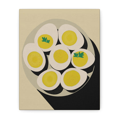 Pop Art Style Deviled Eggs Art Print - Matte Canvas, Stretched, 1.25"
