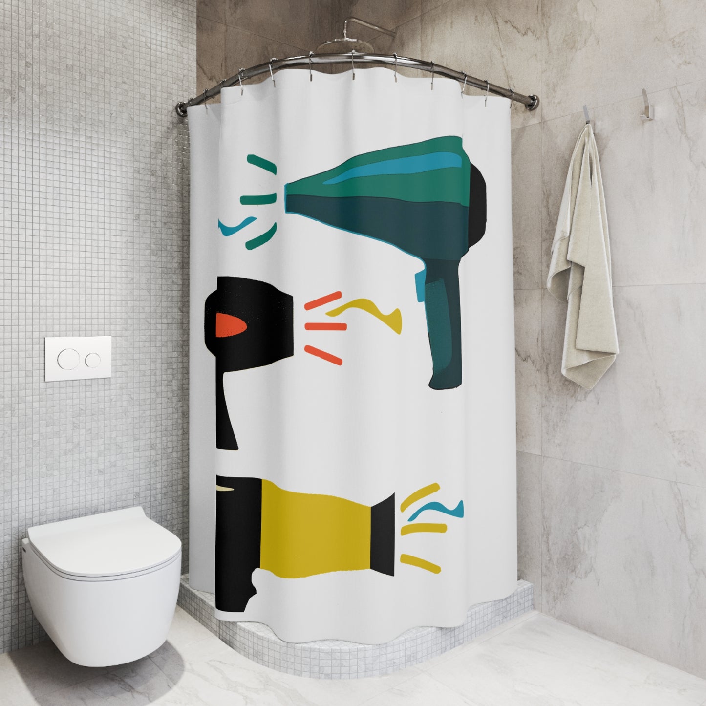 Colorful Graphic Design Hair Dryer Blow Dryer Shower Curtain