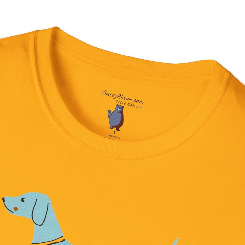 Midwest Modern Walking Blue Dog - 100% Cotton Graphic Tee - animal lovers, dogs, canines, blue