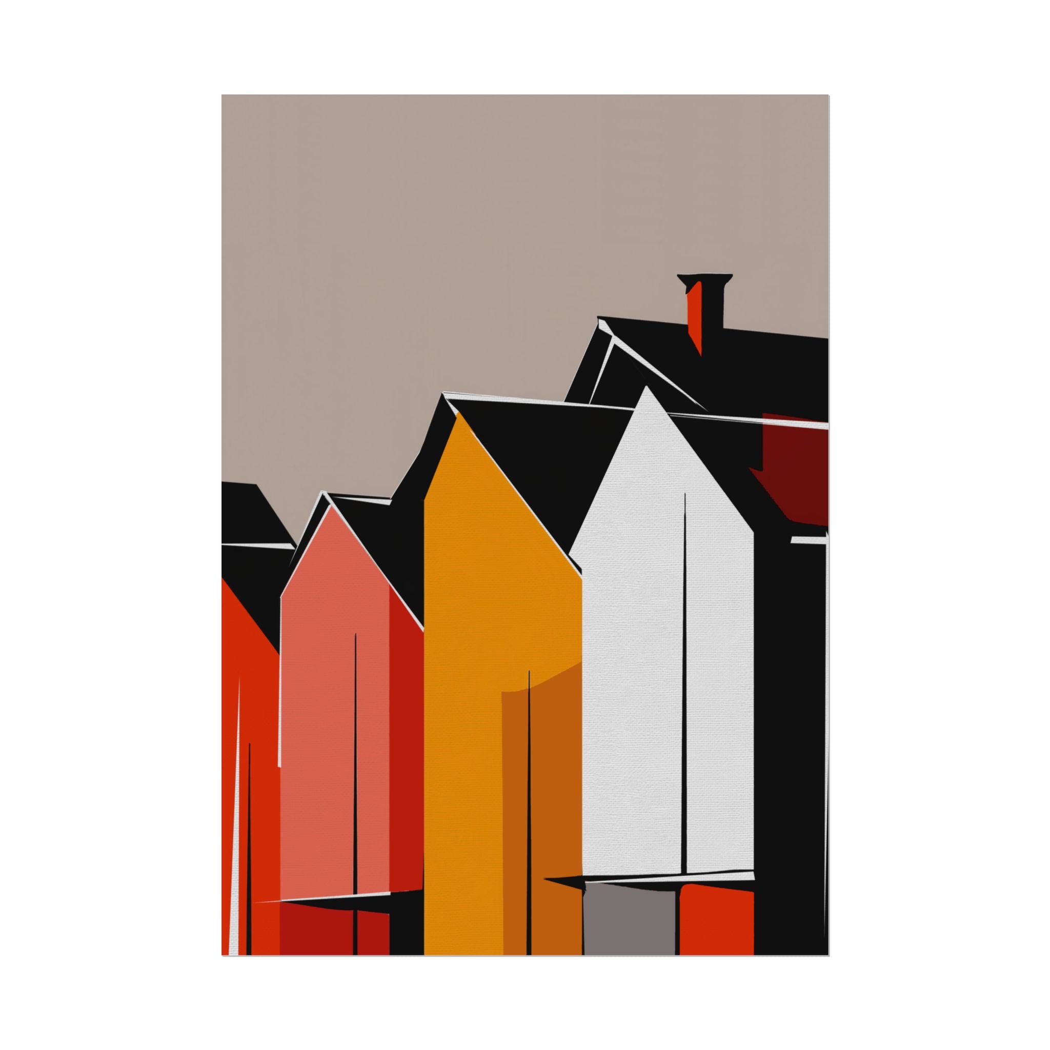 Mid Century Modern Inspired Houses Homes Art Print Rolled Poster | Wall Art, Midwest Mod, Prairie, Architecture