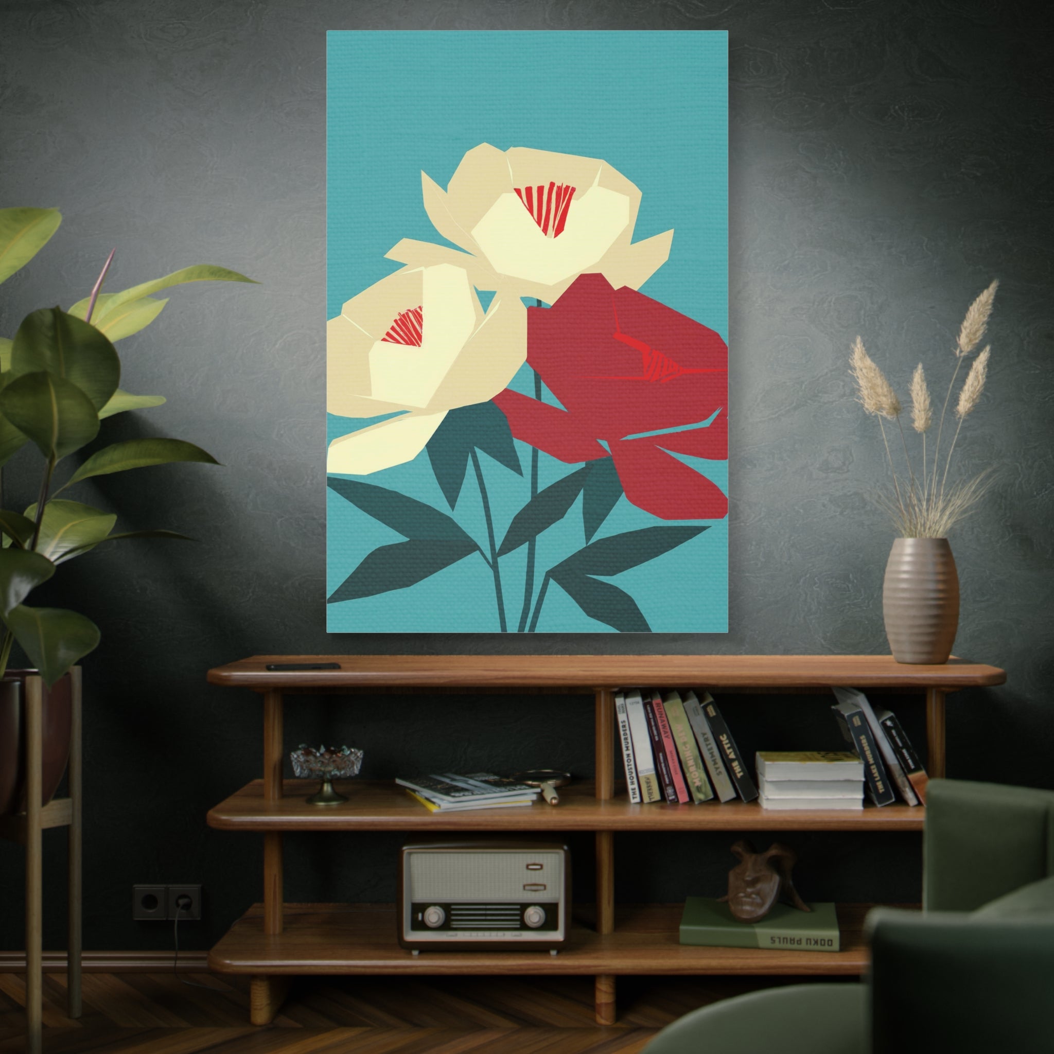 Modern Abstract Peony Love - Matte Canvas, Stretched, 1.25"