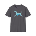 Midwest Modern Walking Blue Dog - 100% Cotton Graphic Tee - animal lovers, dogs, canines, blue
