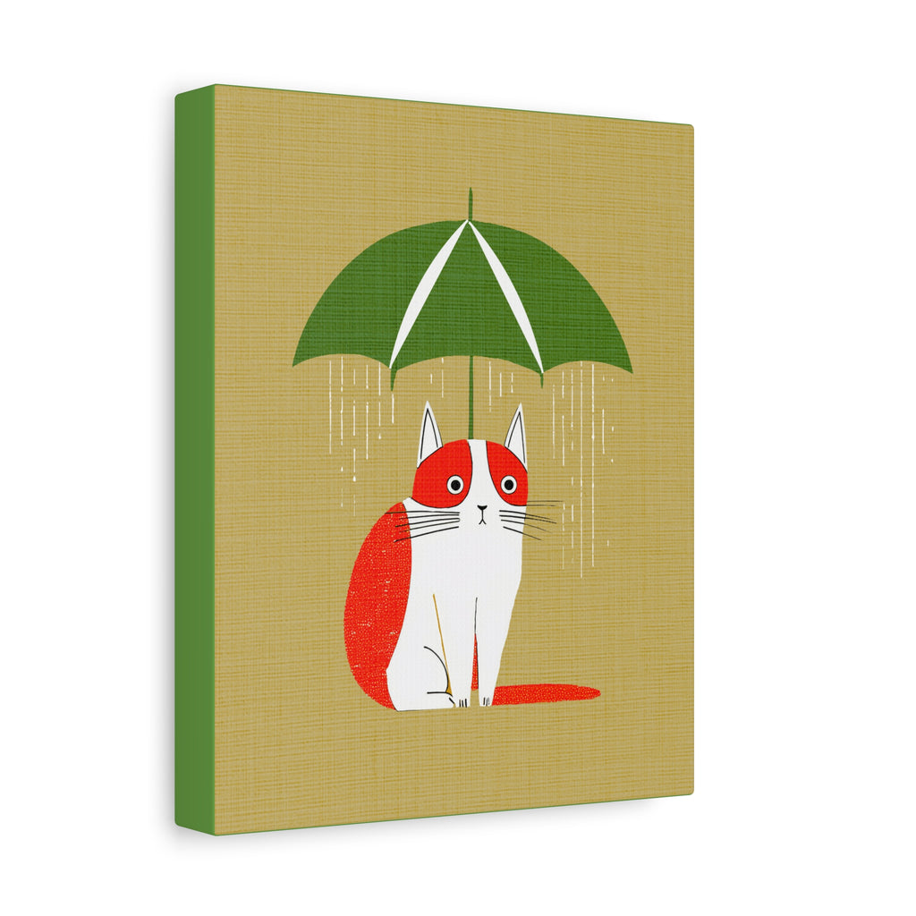 Midwest Mod Rainy Day Kitty Nursery Kids Art Print - Matte Canvas, Stretched, 1.25"