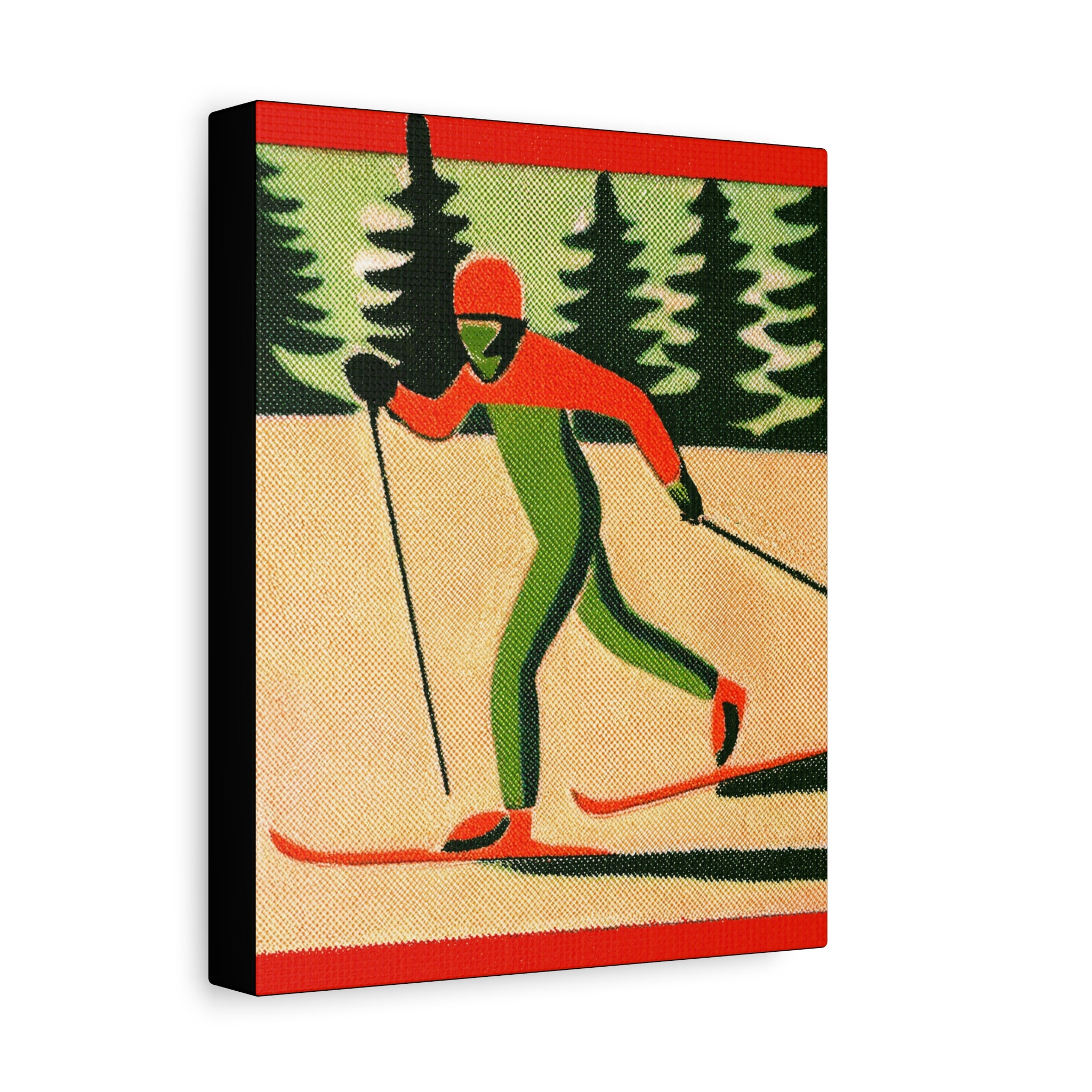 Midwest Mod Seasonal Winter Art Print Cross Country Skier - Matte Canvas, Stretched, 1.25"