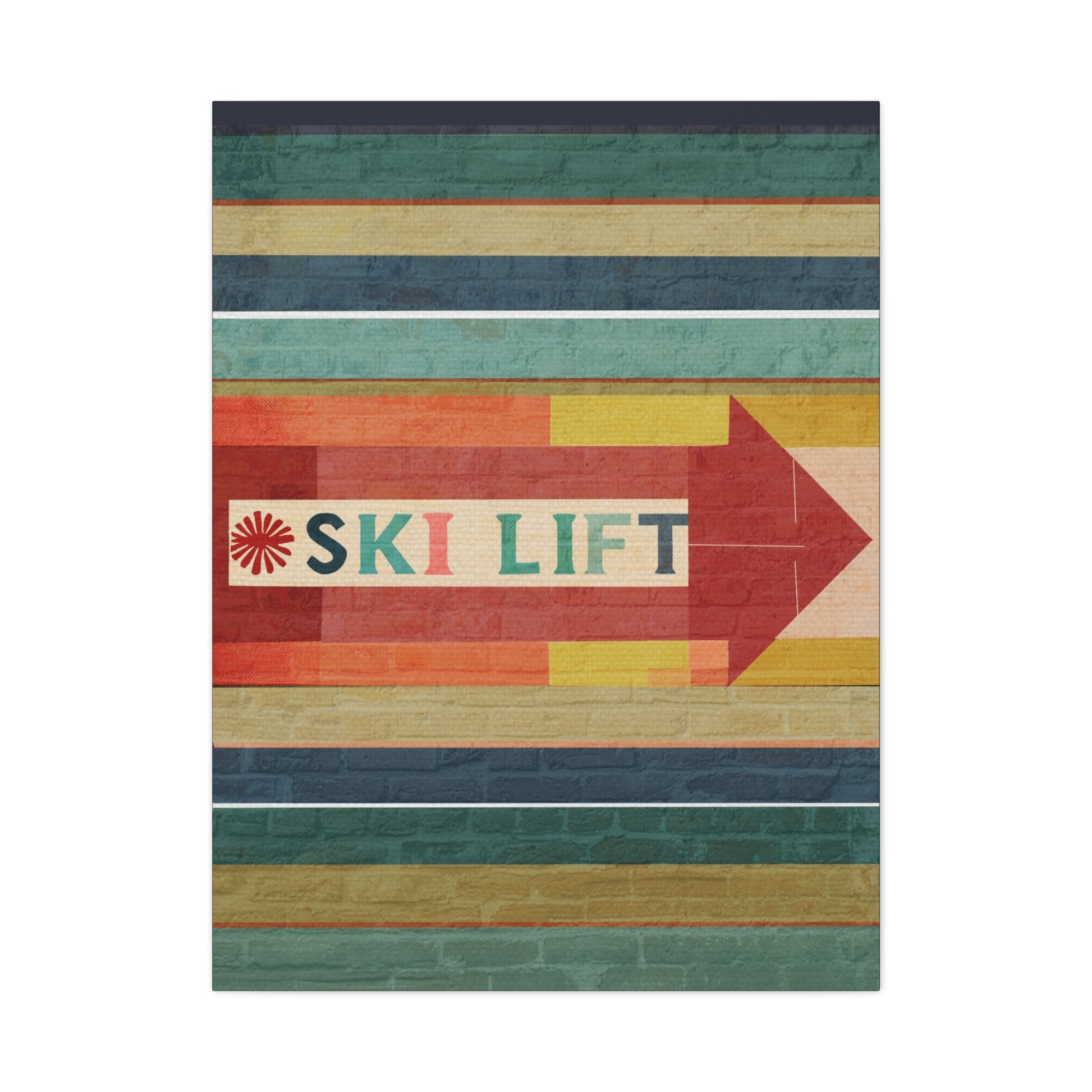 Midwest Mod Seasonal Winter Art Print Ski Lift Sign - Matte Canvas, Stretched, 1.25"