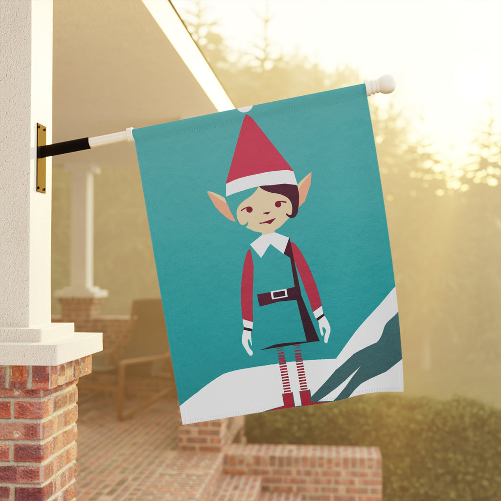 Seasonal Christmas Midwest Mod Solo Girl Elf Outdoor House Flag Garden Banner
