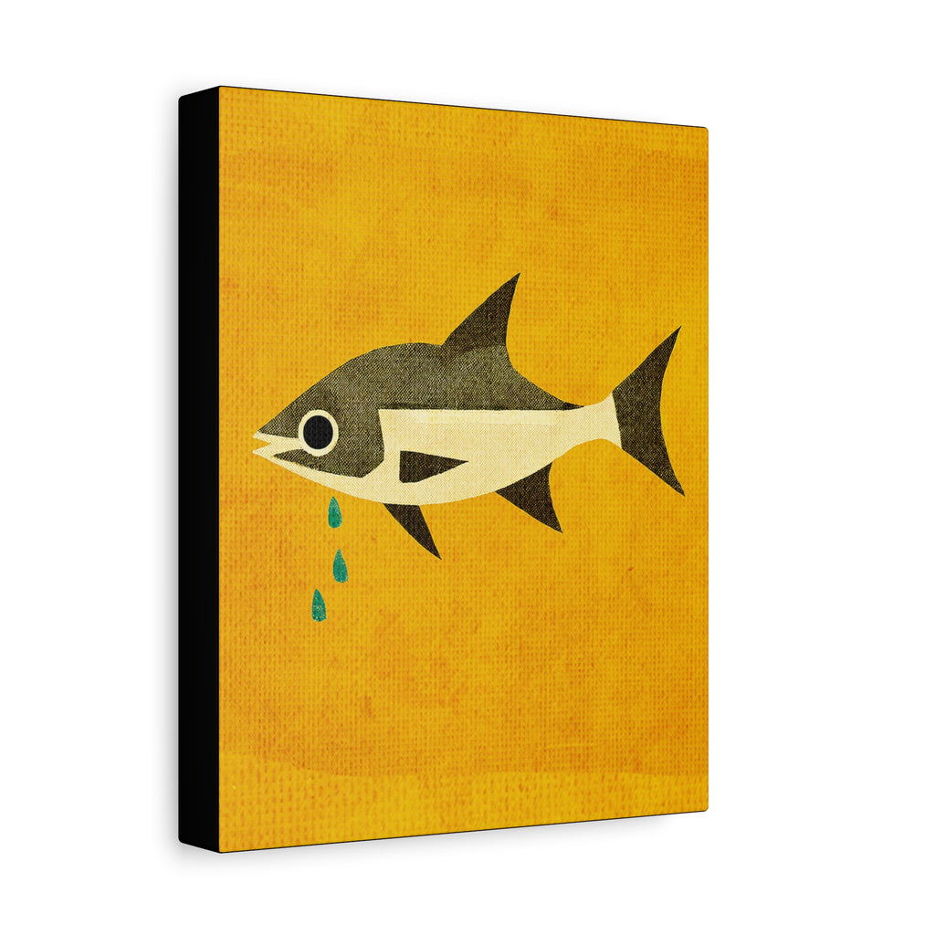 Don't Cry Mod Abstract Fish Art Print - Matte Canvas, Stretched, 1.25"