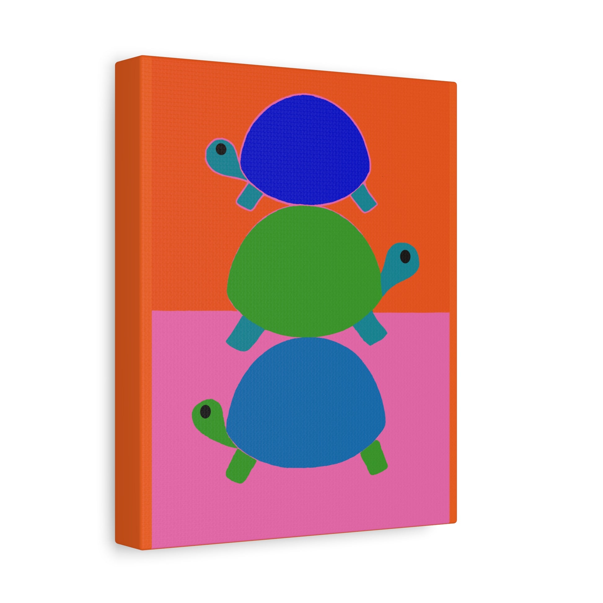 Midwest Mod Pop In Your Face Turtle Trio Art Print - Matte Canvas, Stretched, 1.25"