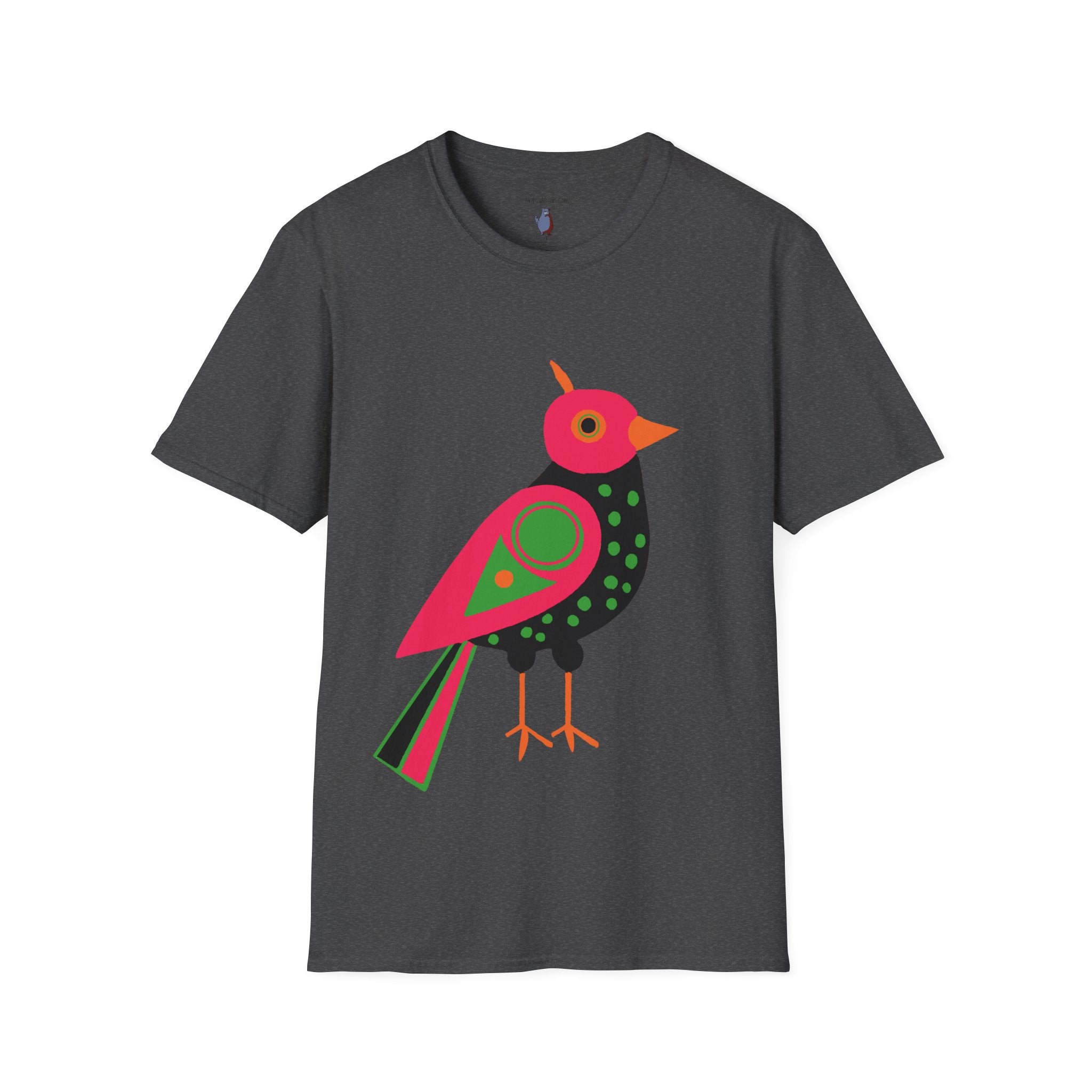 Midwest Modern Serious Pink & Black Bird Art Tee - 100% Cotton T-Shirt