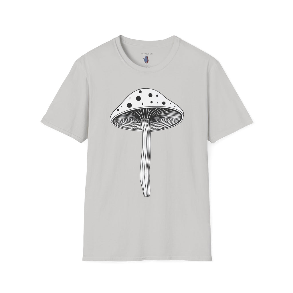 Black and White Mushroom Graphic Art Tee - 100% Cotton T-Shirt