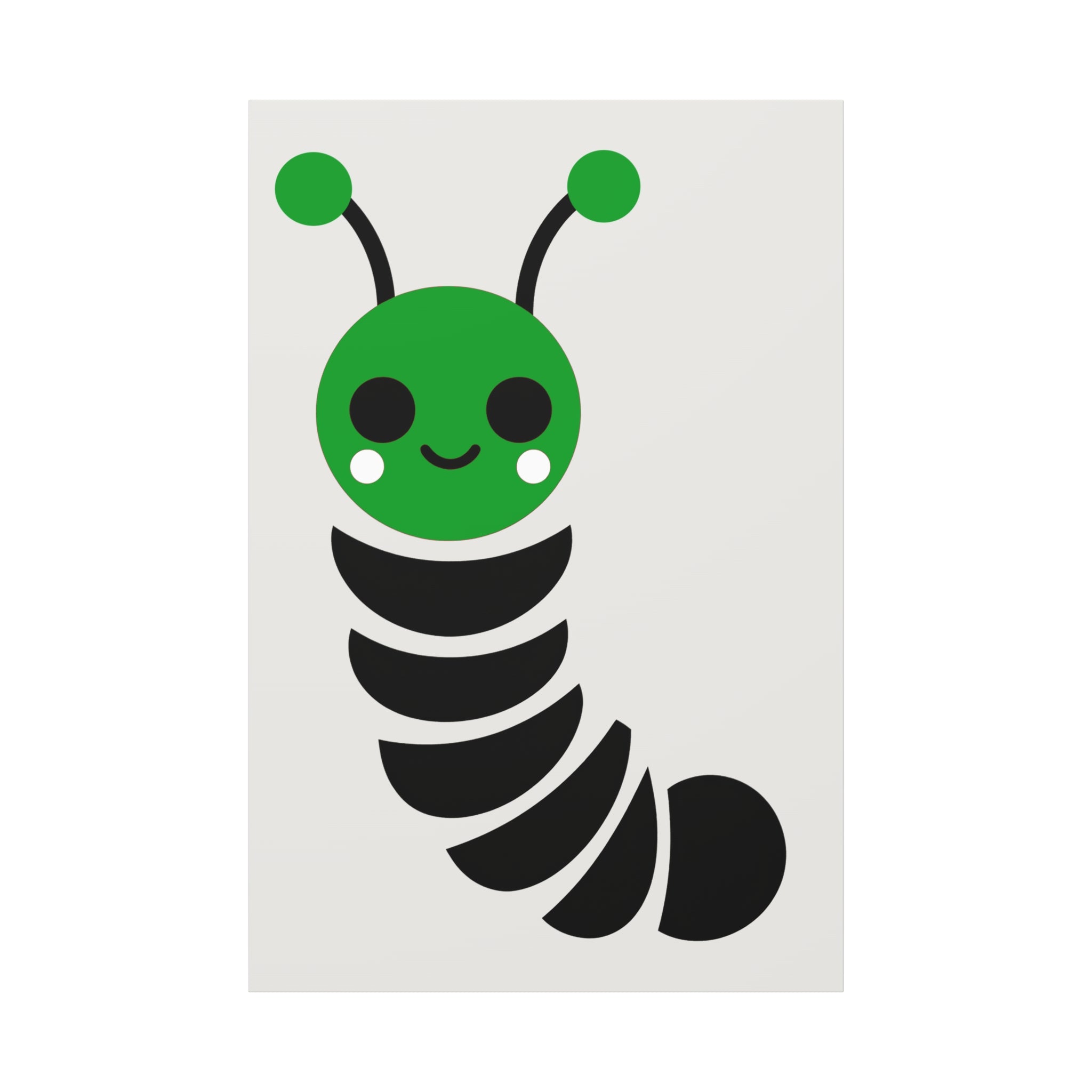 Midwest Modern Simple Graphic Green & Black Caterpillar Nursery Art Print - Matte Canvas, Stretched, 1.25"