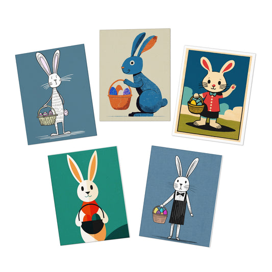 Multi-Design Springtime Easter Bunny Greeting Card (5-Pack) Number Two -  Holiday Collection